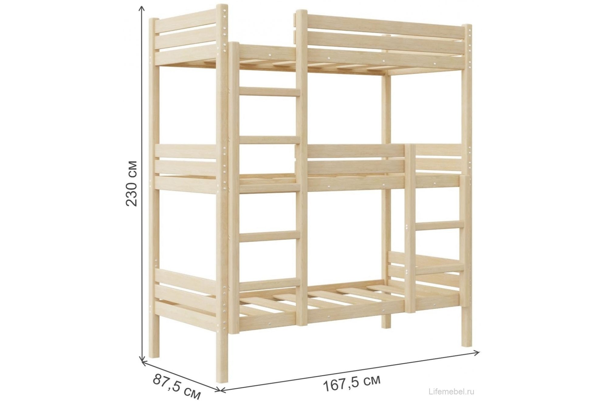 Трехъярусная кровать Офелия 80х160