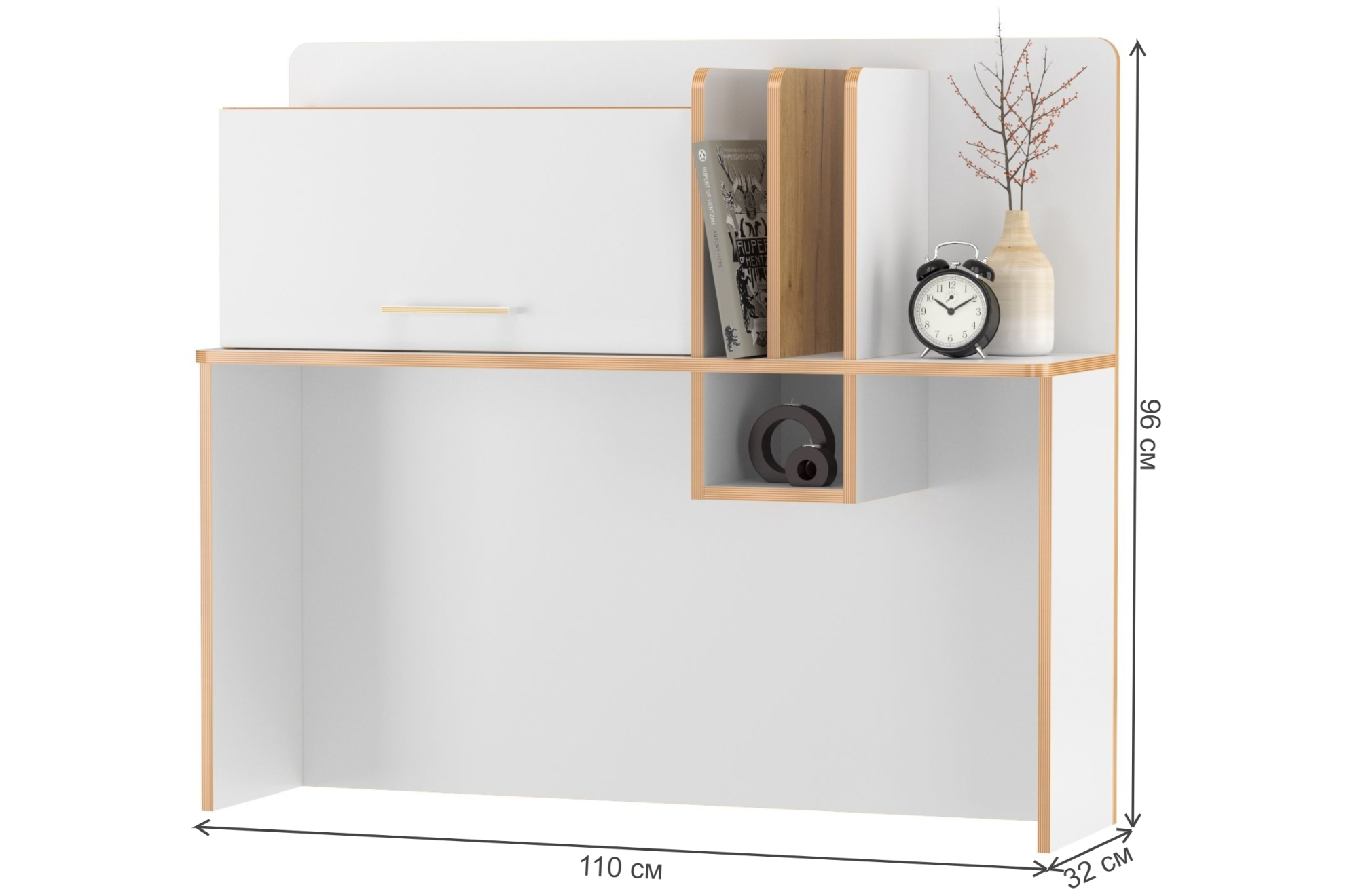 Полка Вуди 10.115 белый премиум / дуб золотой craft