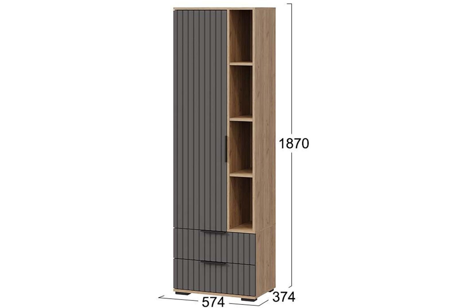 Модульная гостиная Хилтон дуб крафт золотой / графит матовый комплектация 1