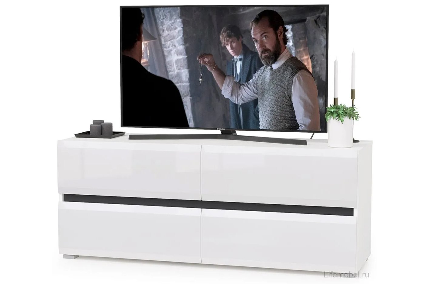 Модульная гостиная Сейдиль белый премиум / черный / белый глянец комплектация 3