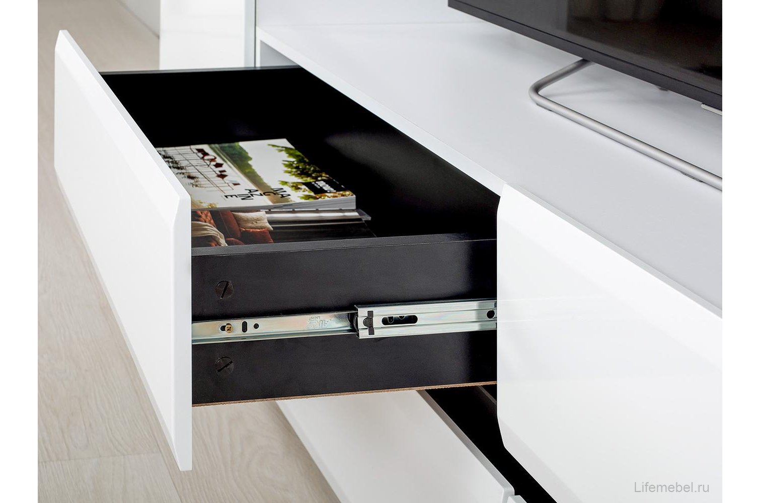 Модульная гостиная Сейдиль белый премиум / черный / белый глянец комплектация 3