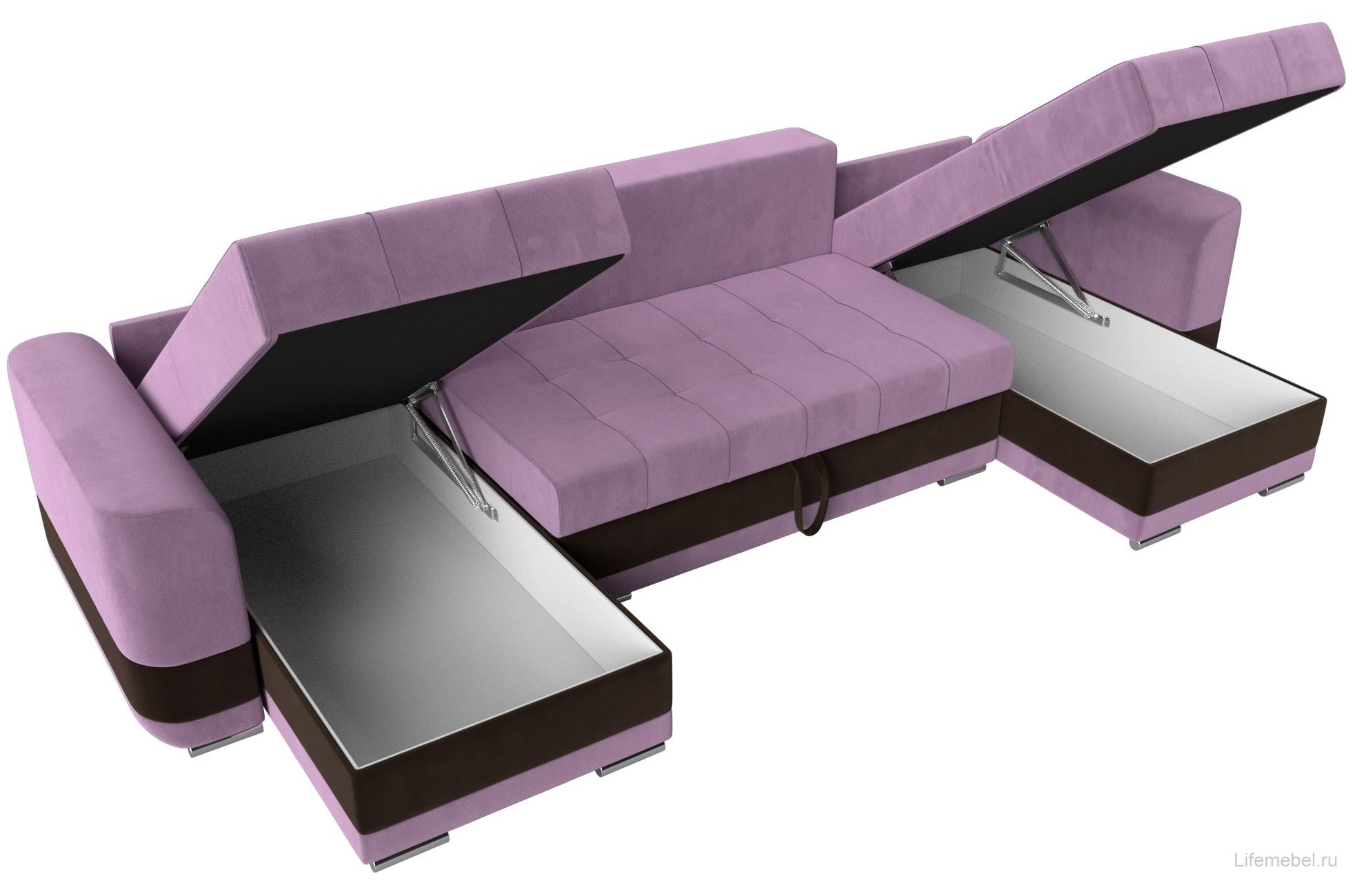 Диван Честер сиреневый / коричневый микровельвет