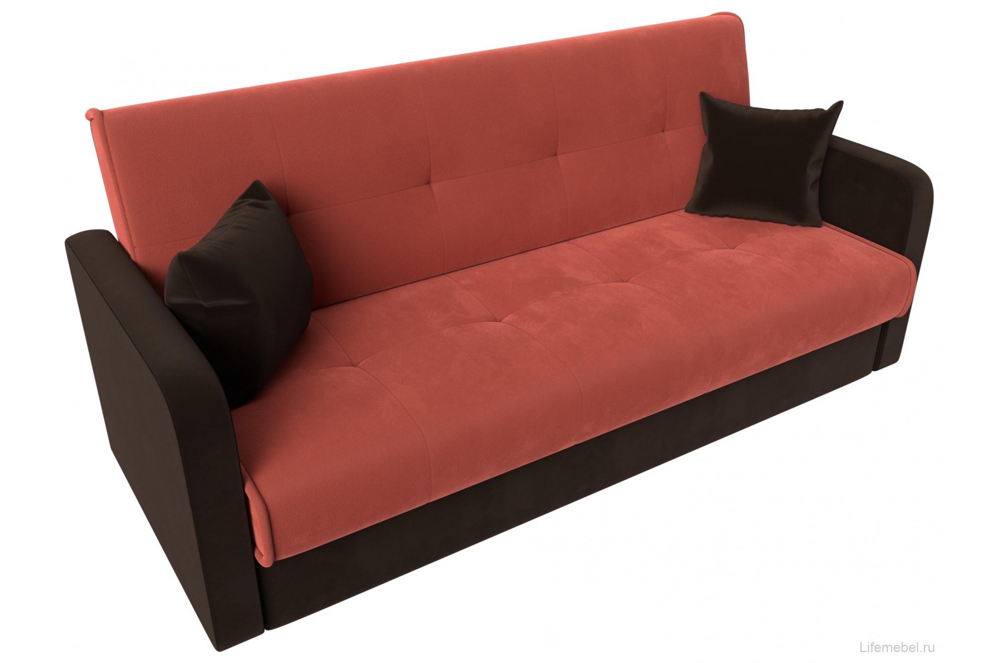 Диван Надежда коралловый / коричневый микровельвет