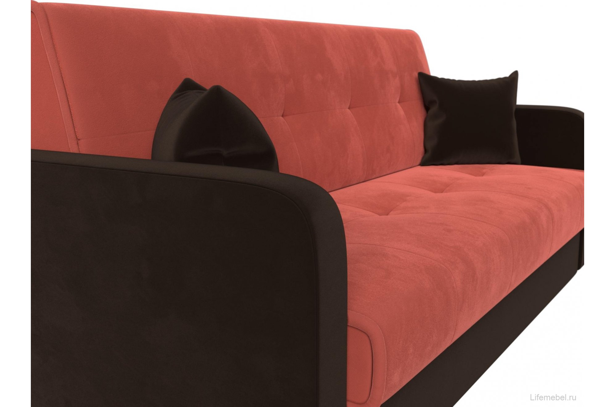 Диван Надежда коралловый / коричневый микровельвет