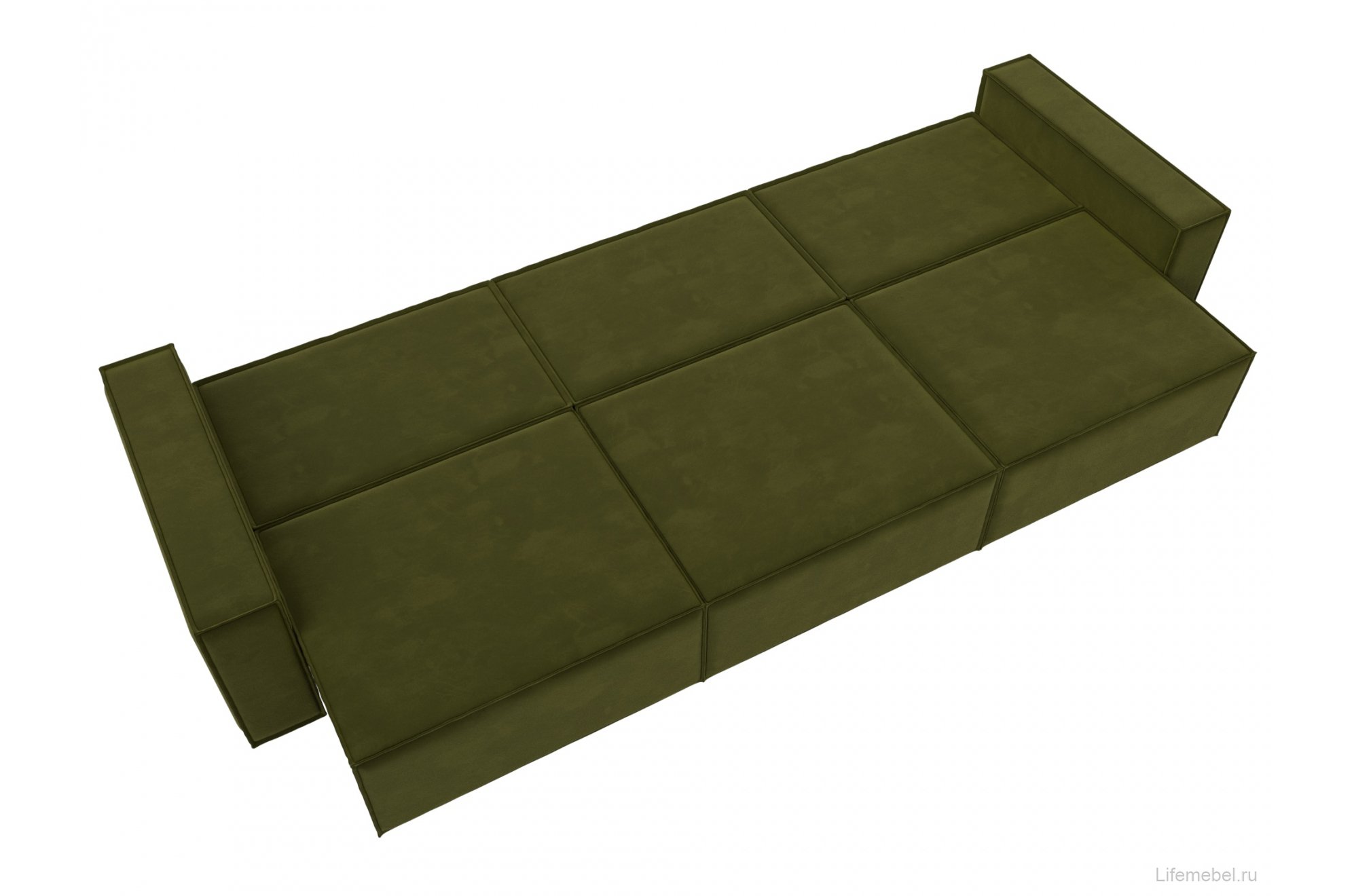 Диван Куба лонг зеленый микровельвет
