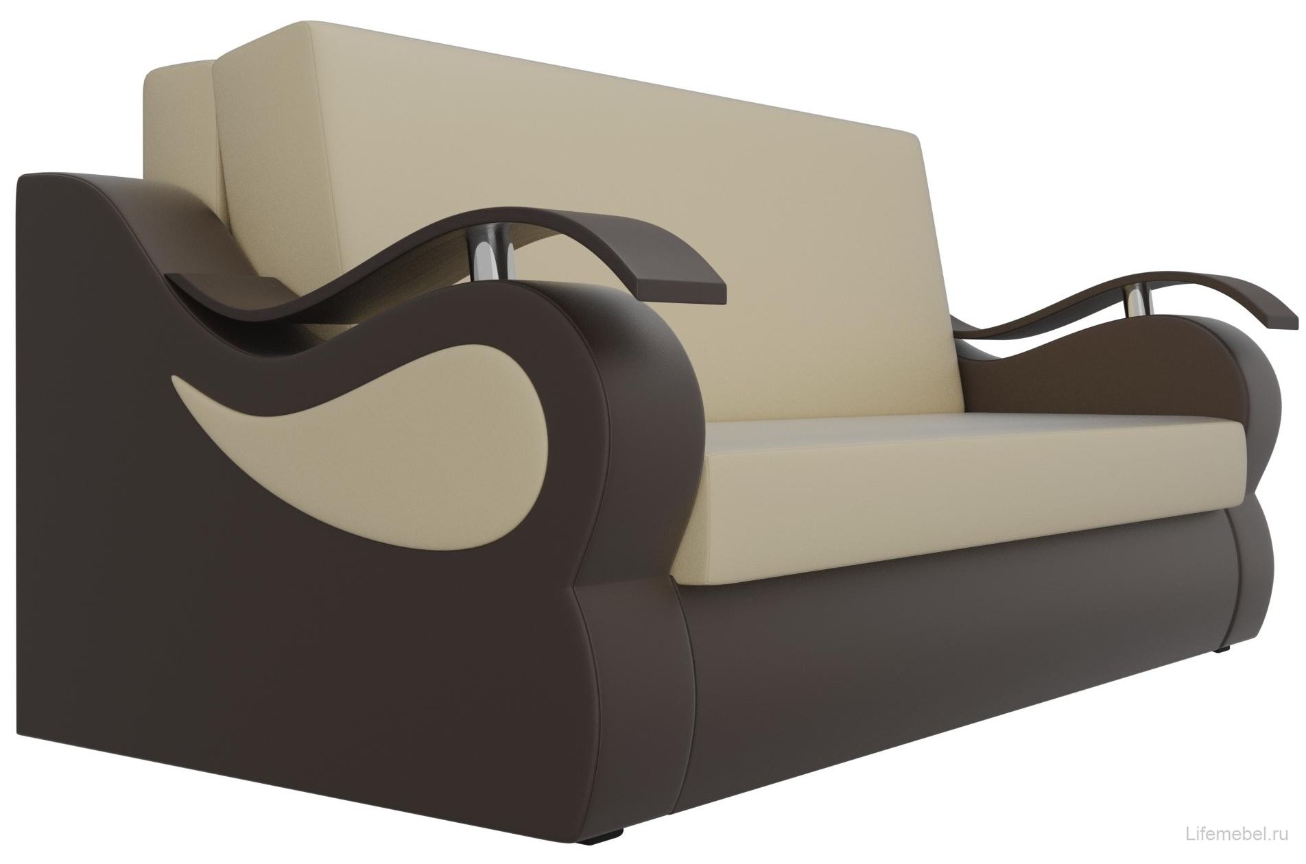 Диван Меркурий прямой эко кожа бежевый / коричневый со спальным местом 160 см