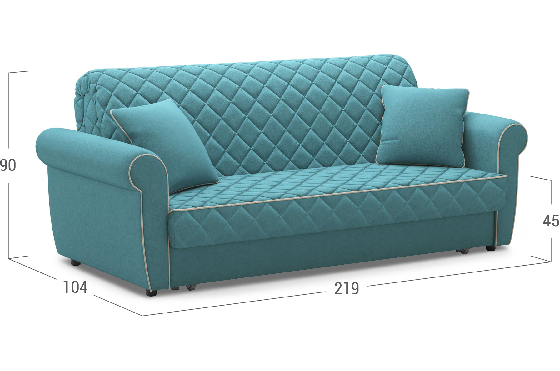 Диван Moon Family 123/Н30XLан+(2)65ан 002407 велюр бирюзовый 74-9