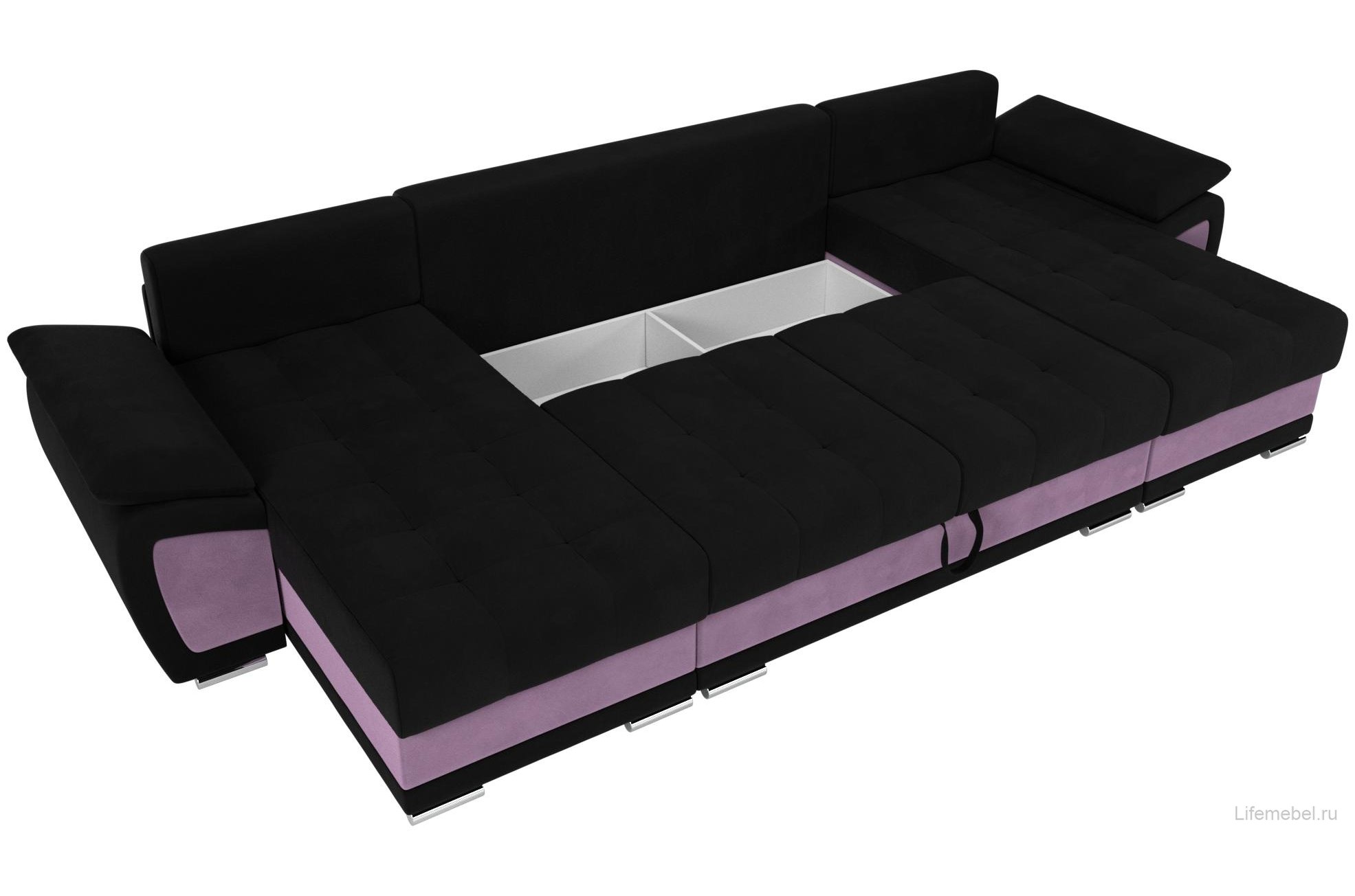 Диван Нэстор черный / сиреневый микровельвет