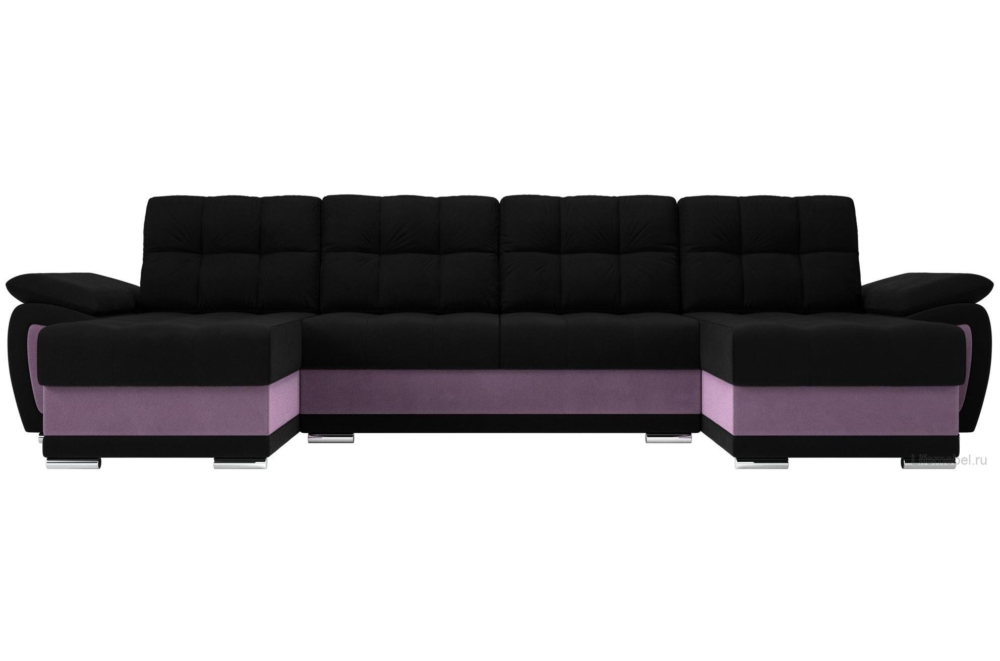 Диван Нэстор черный / сиреневый микровельвет