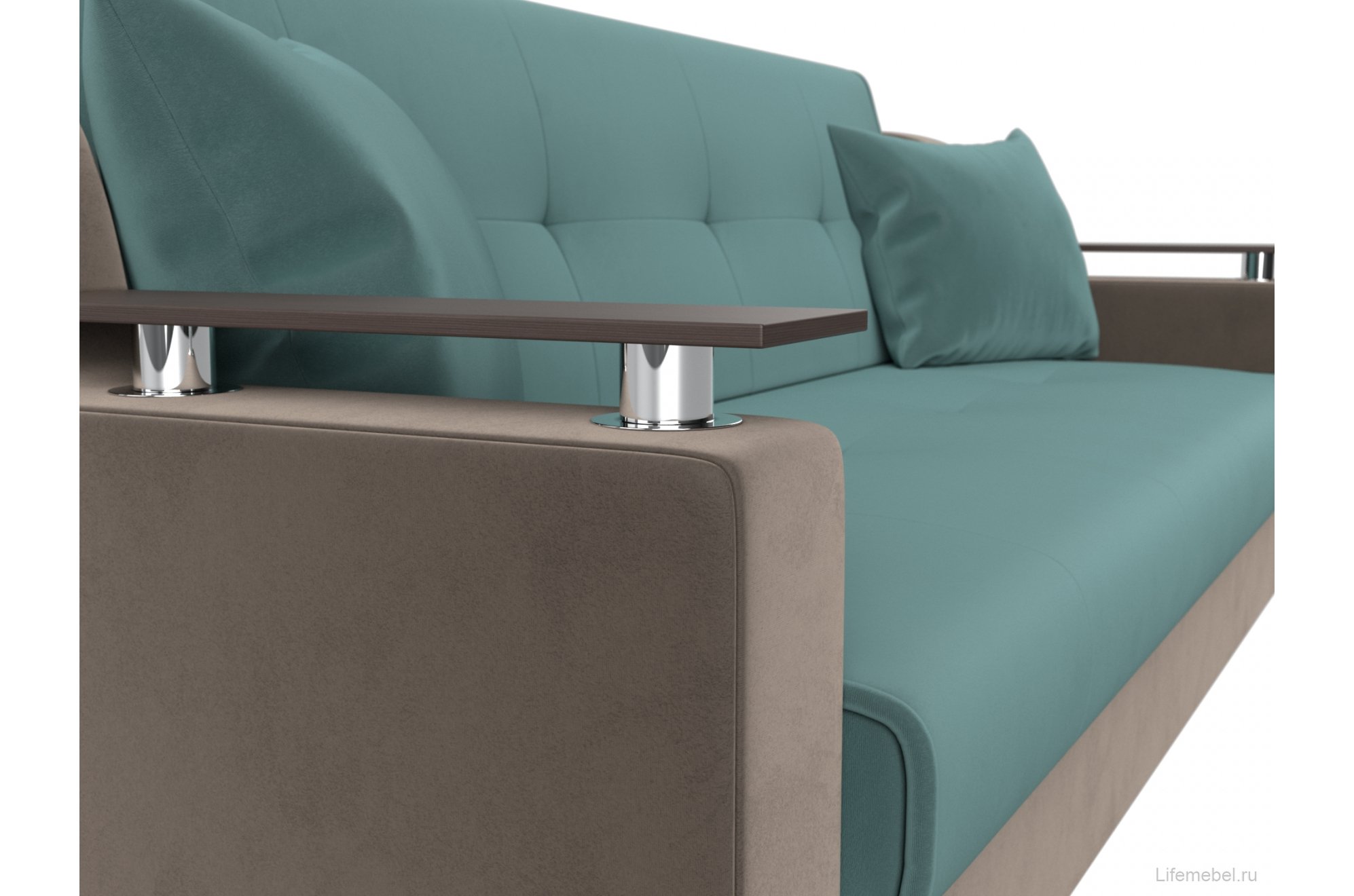 Диван Сенатор бирюзовый / коричневый велюр книжка