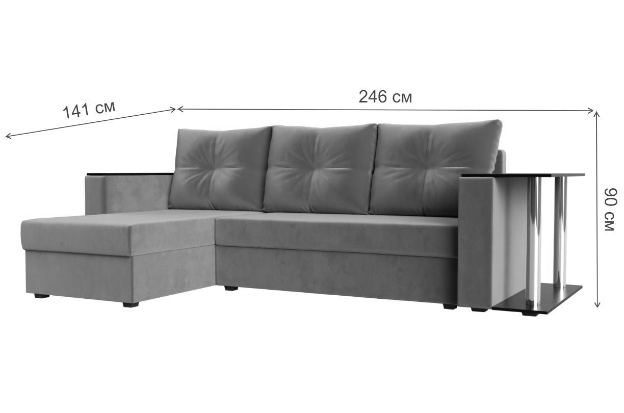 Диван угловой Атланта левый зеленый микровельвет