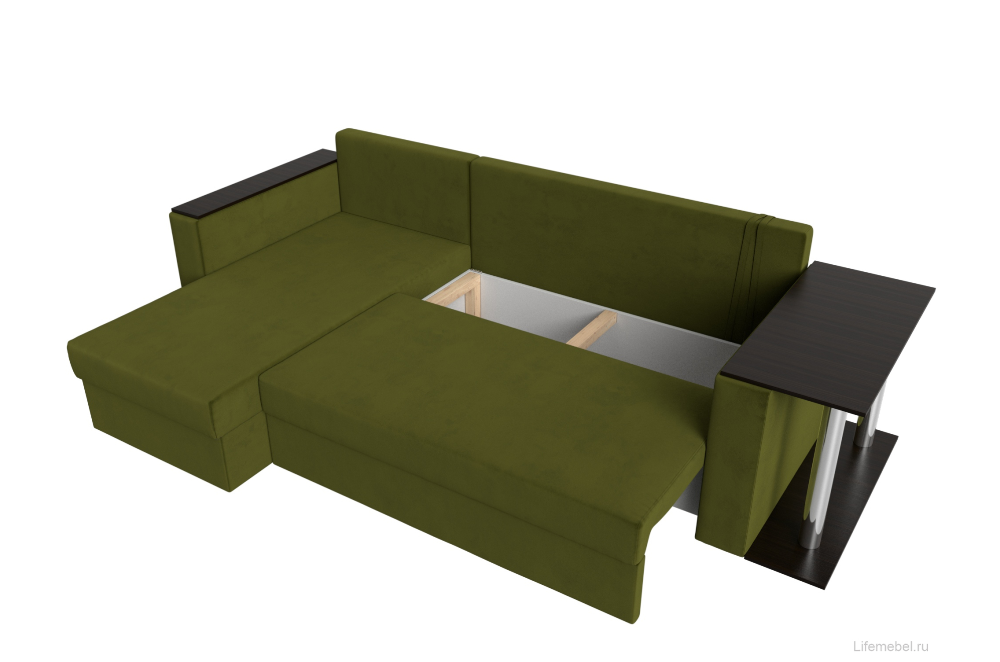 Диван угловой Атланта левый зеленый микровельвет