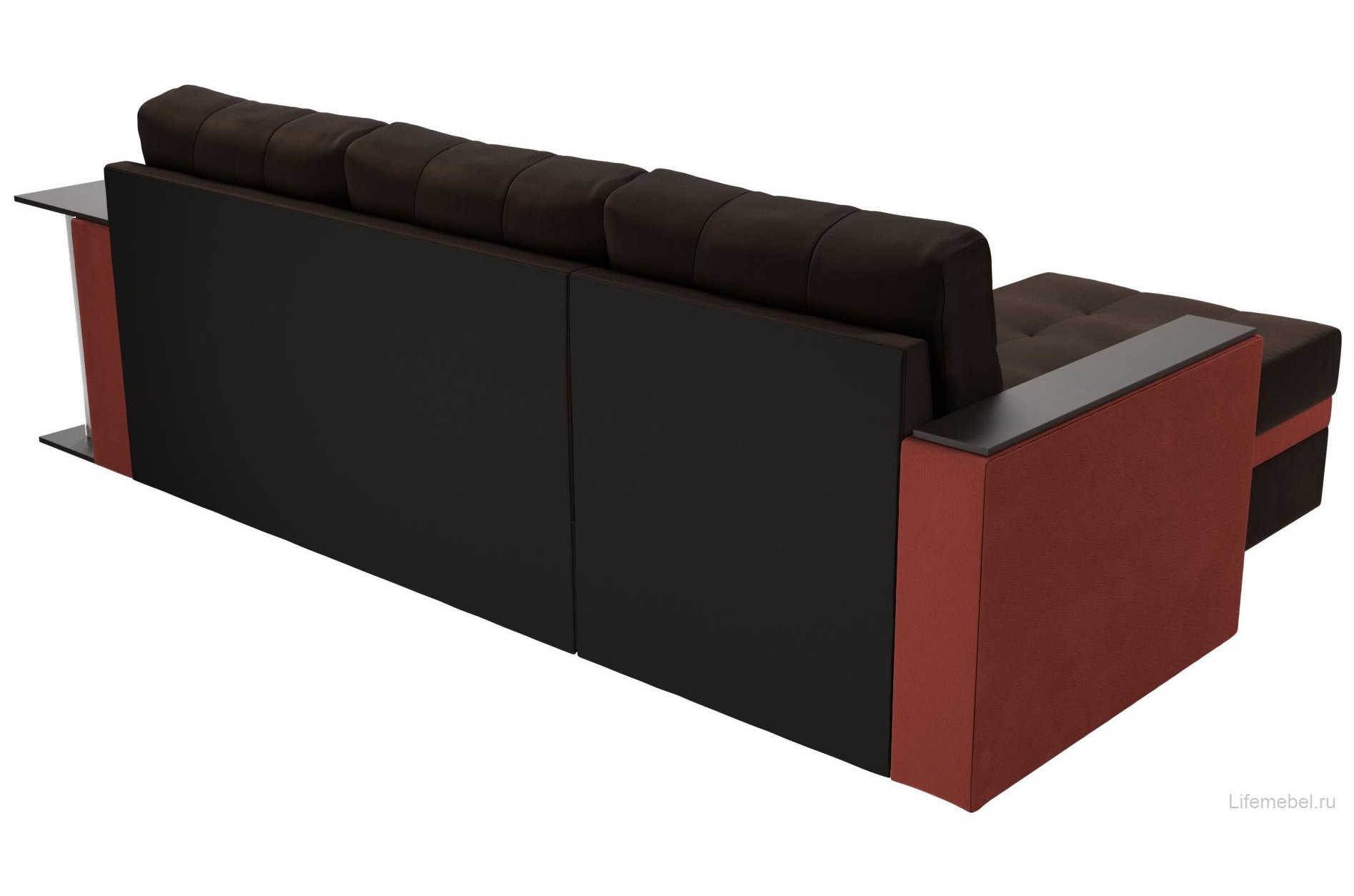 Диван угловой Атланта М левый коричневый / коралловый микровельвет