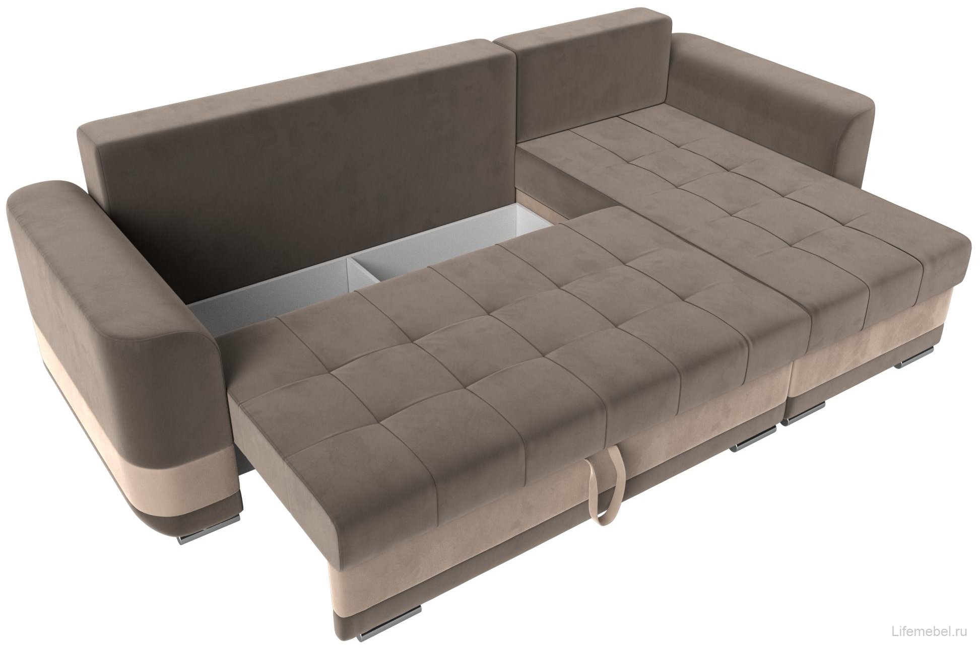 Диван угловой Честер правый коричневый велюр