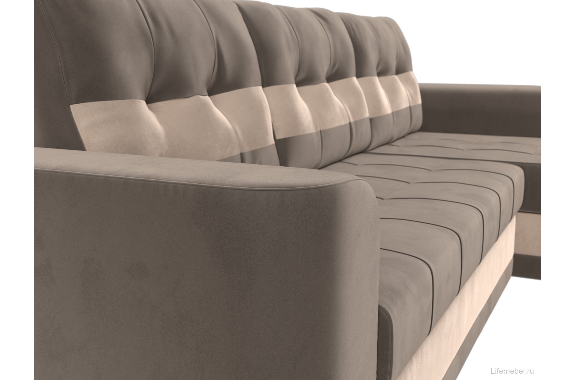 Диван угловой Честер правый коричневый велюр