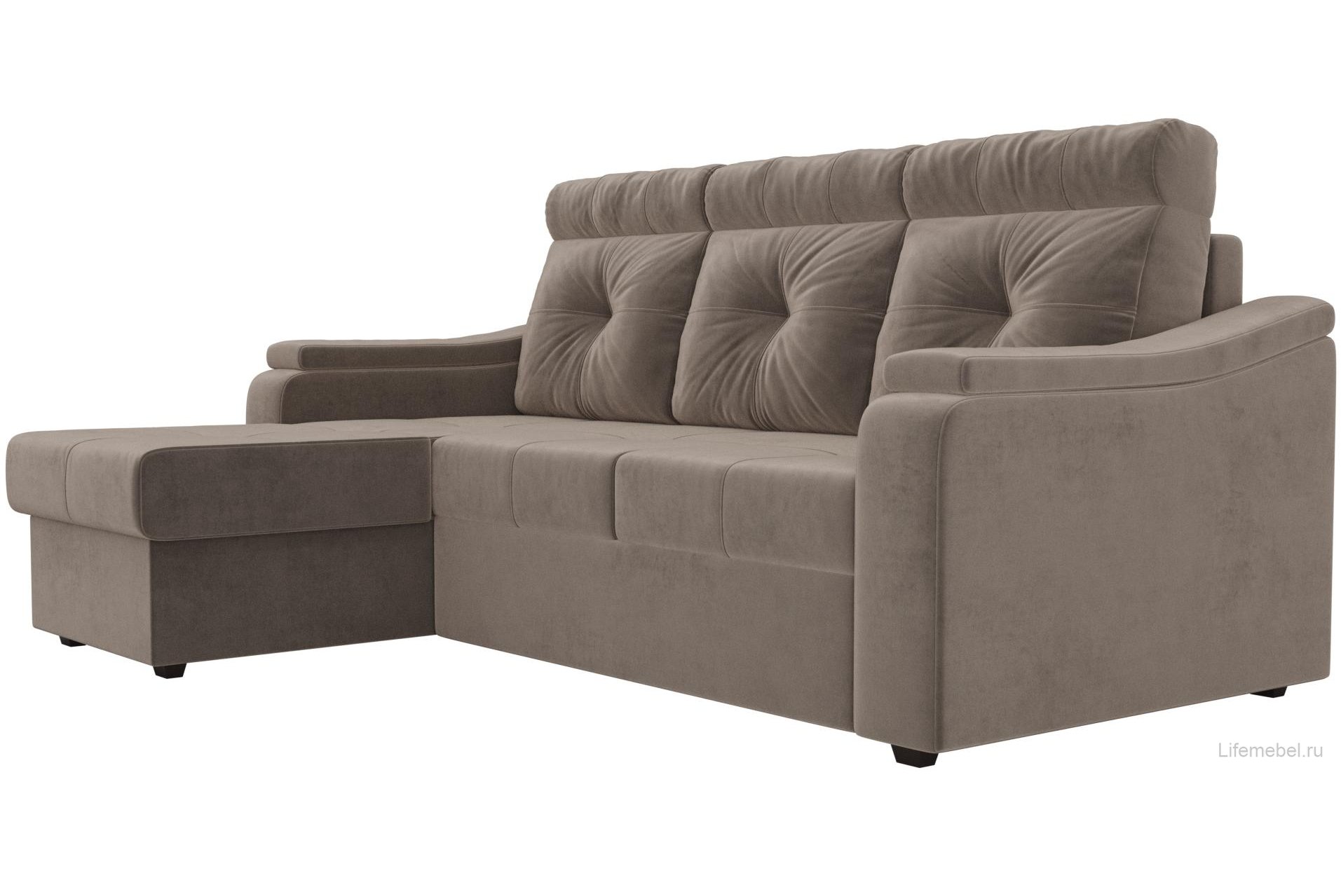 Диван угловой Джастин левый велюр коричневый
