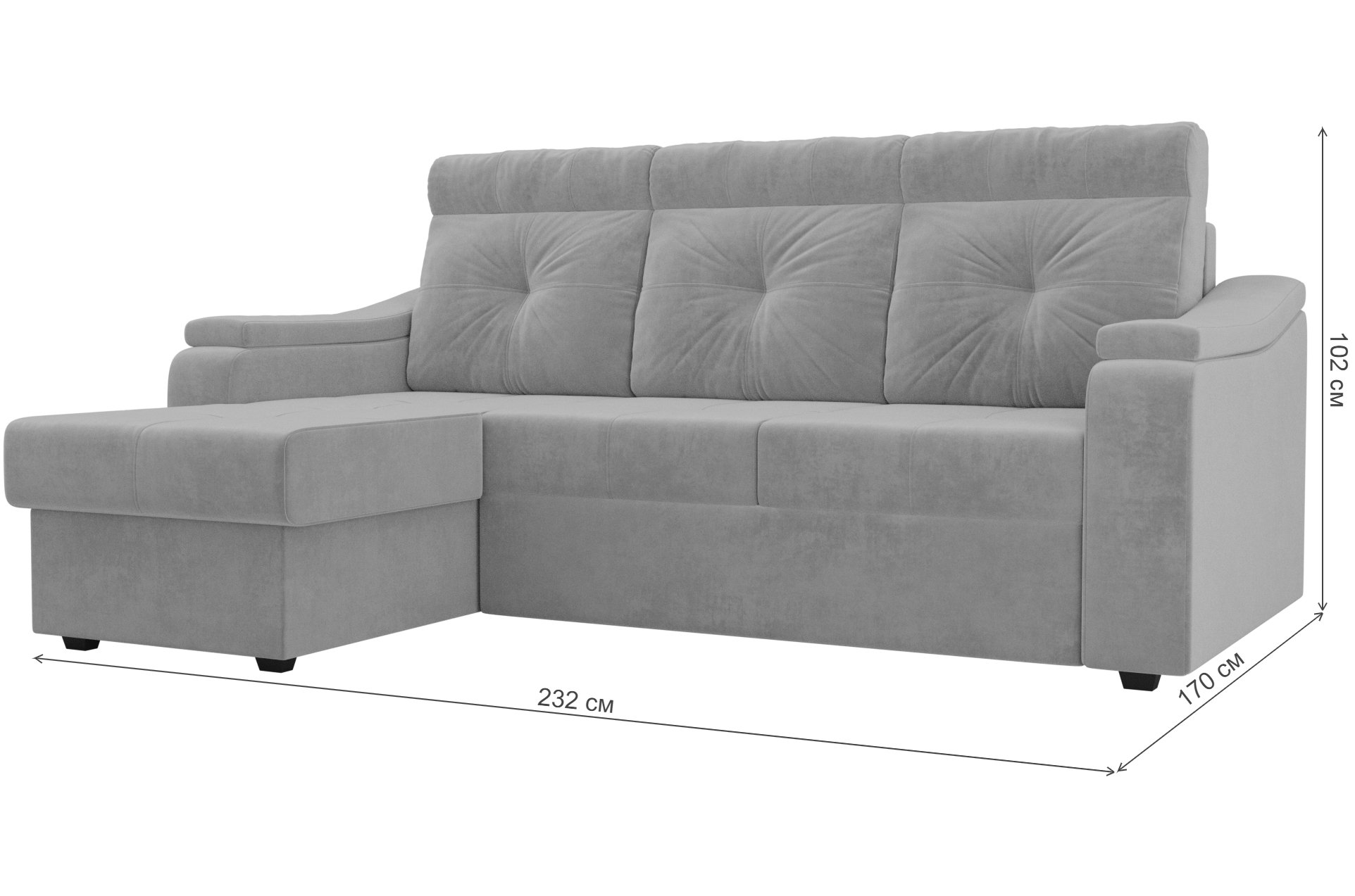 Диван угловой Джастин левый велюр коричневый