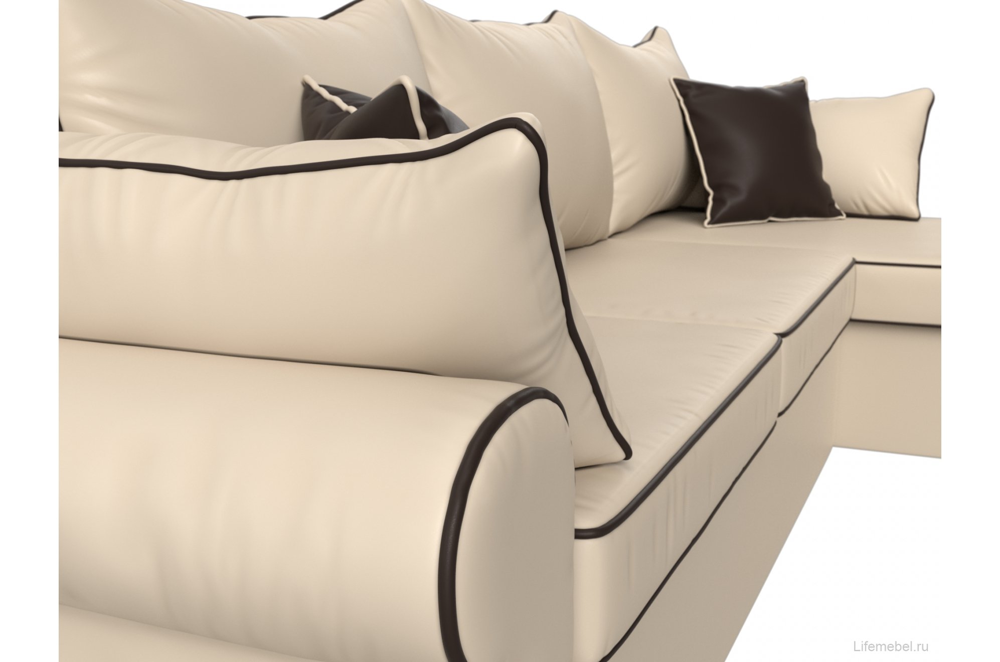 Диван Элис правый бежевая экокожа