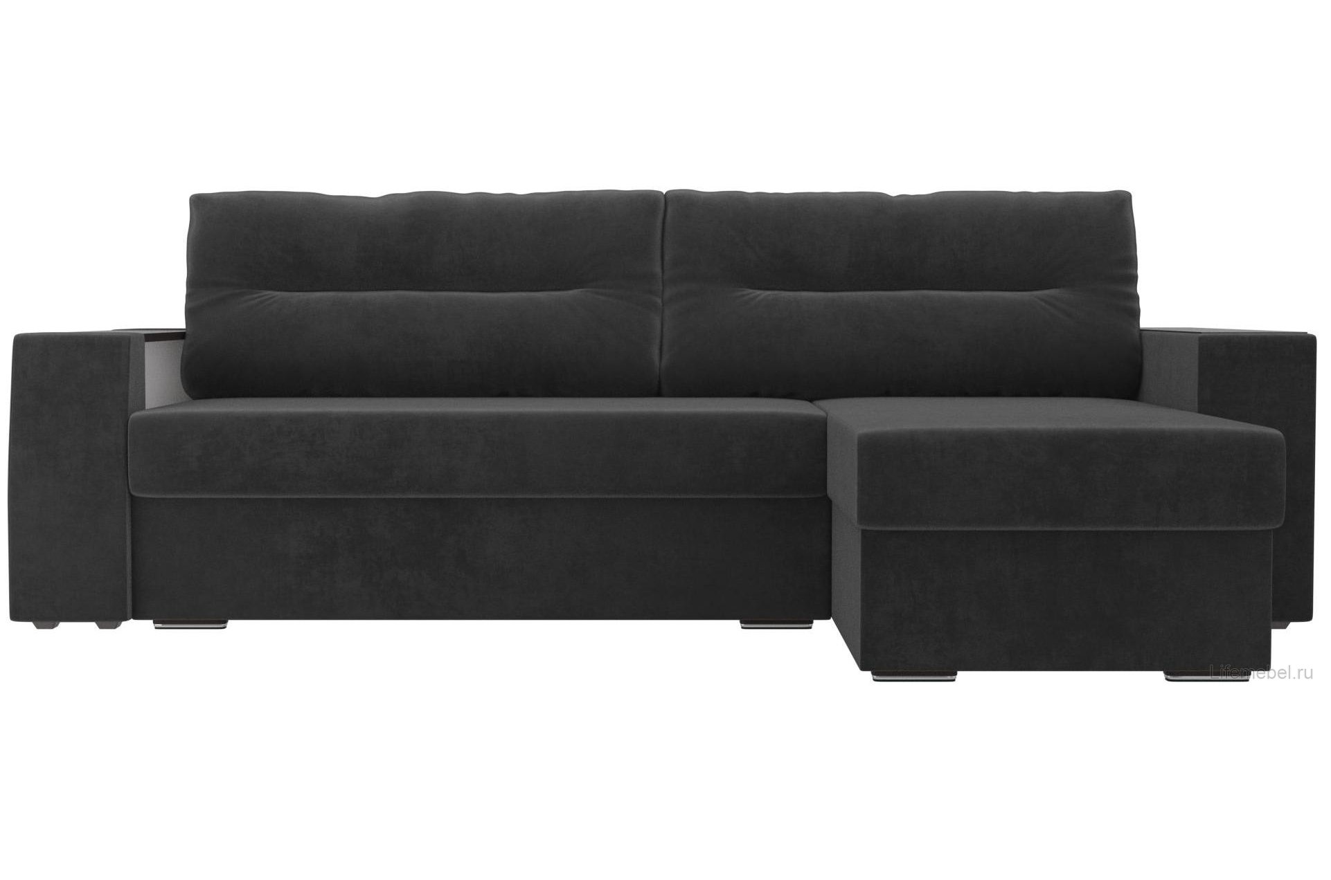 Диван угловой Эридан правый серый велюр