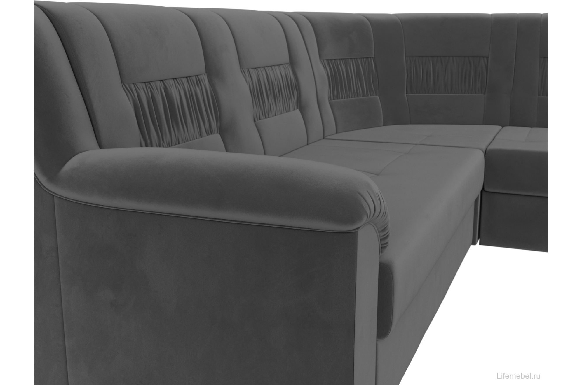 Диван угловой Карелия правый серый велюр