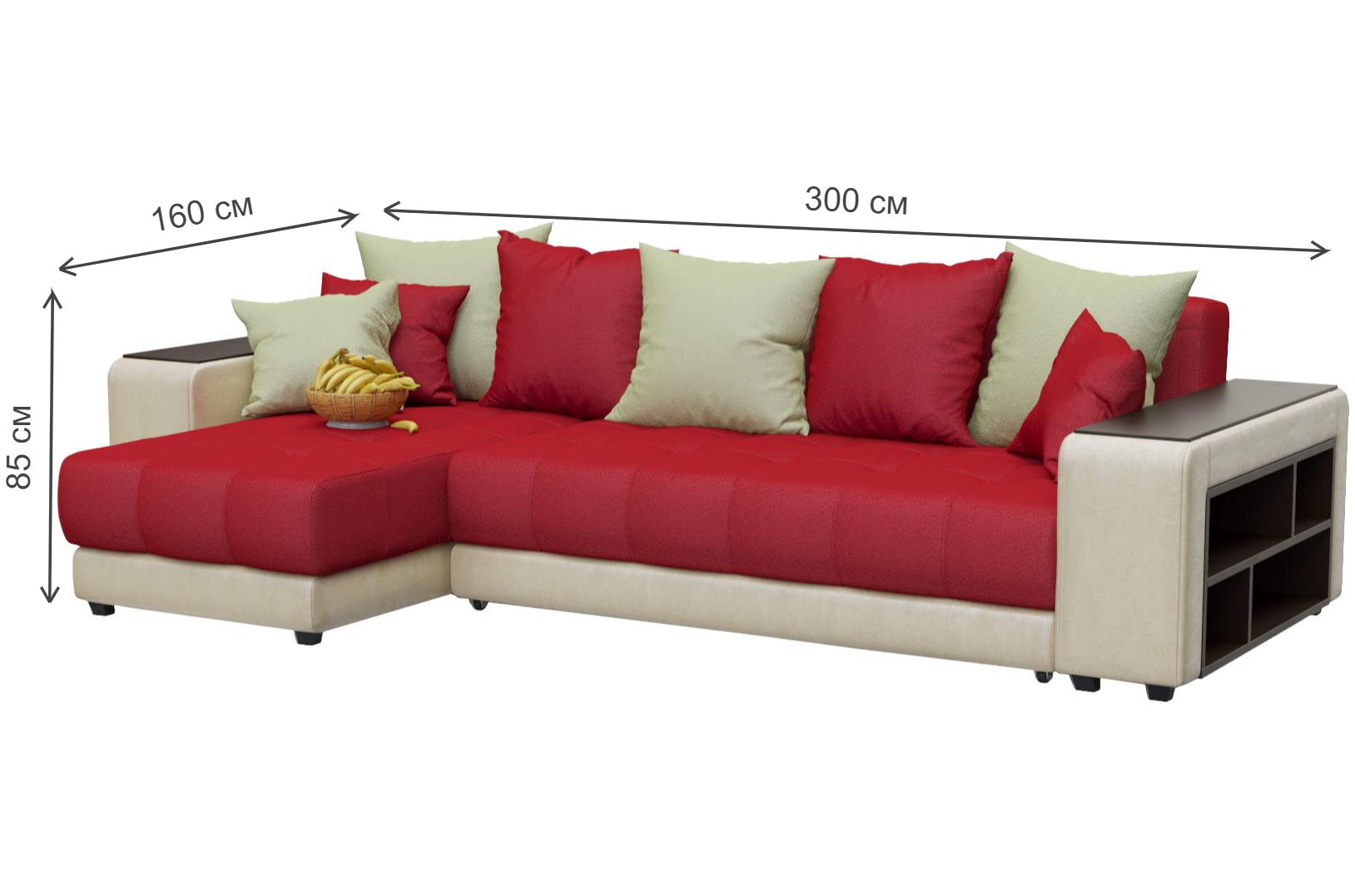 Диван угловой Кендрик левый red