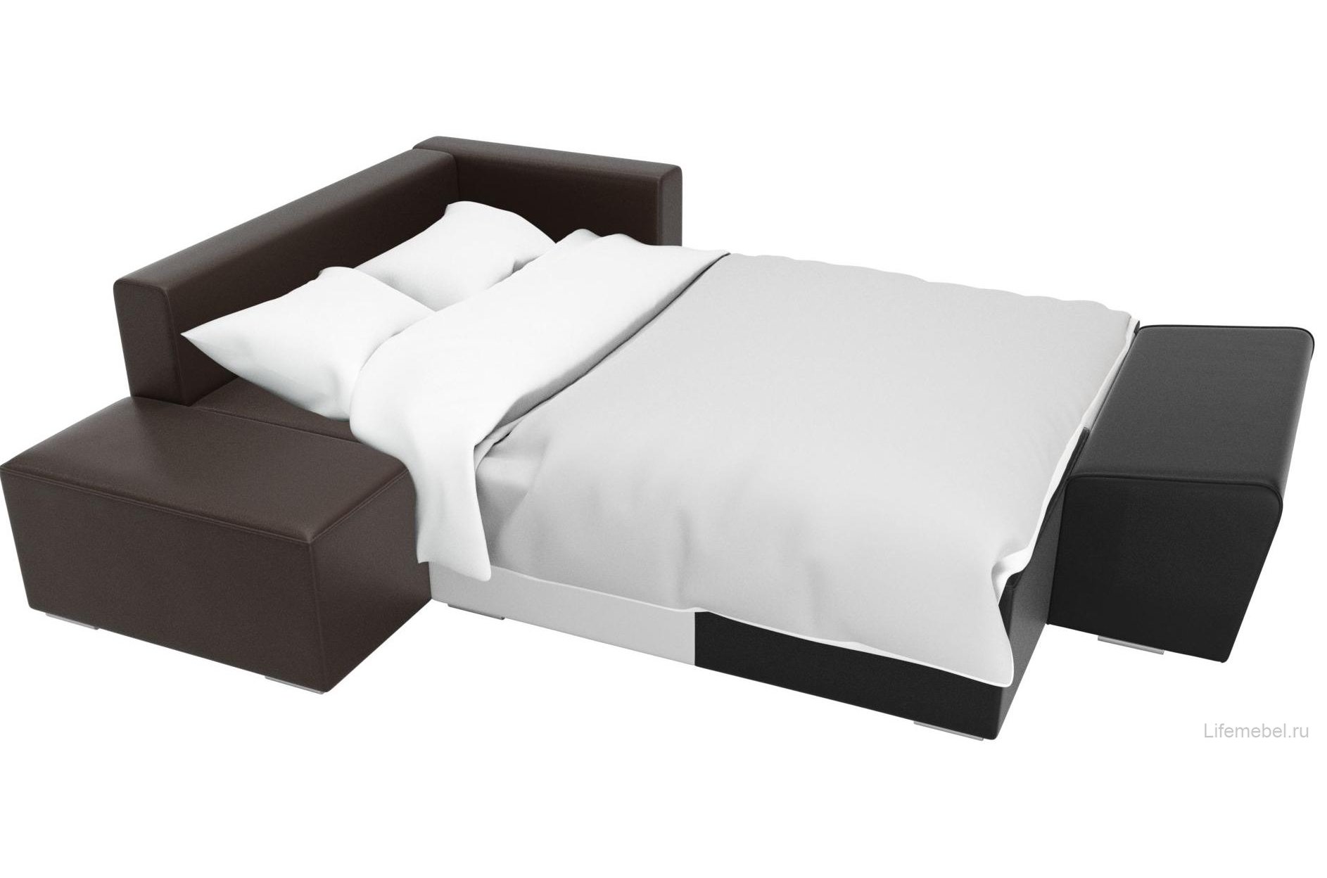 Диван угловой Хьюго левый черная / белая / коричневая экокожа