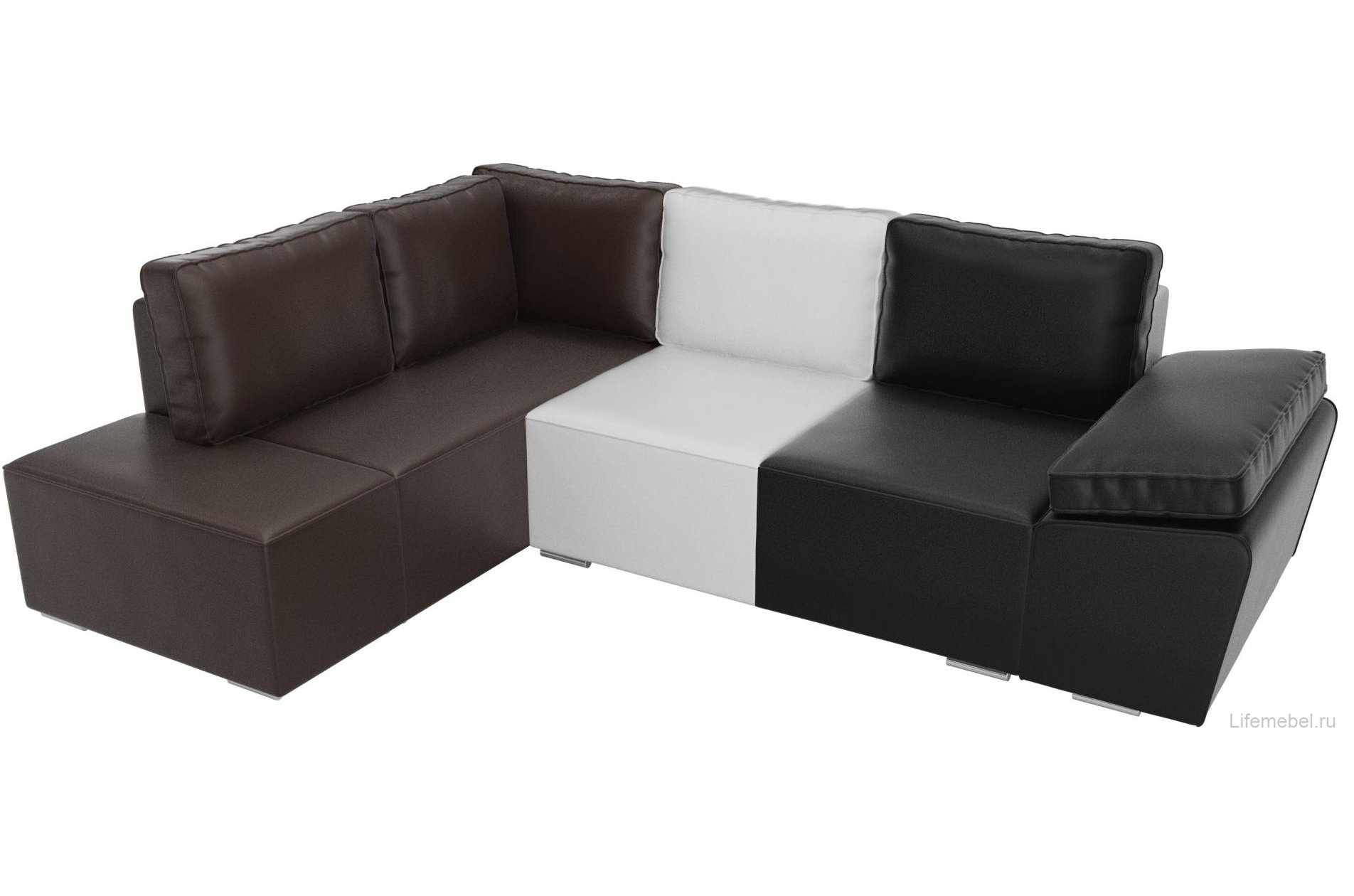 Диван угловой Хьюго левый черная / белая / коричневая экокожа