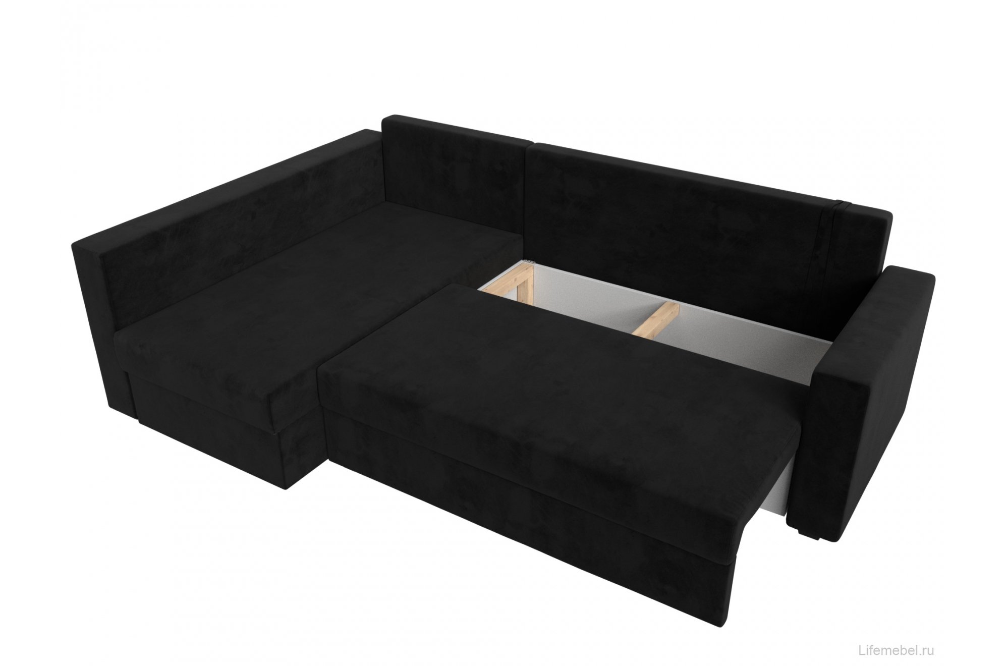 Диван угловой Мансберг левый черный велюр