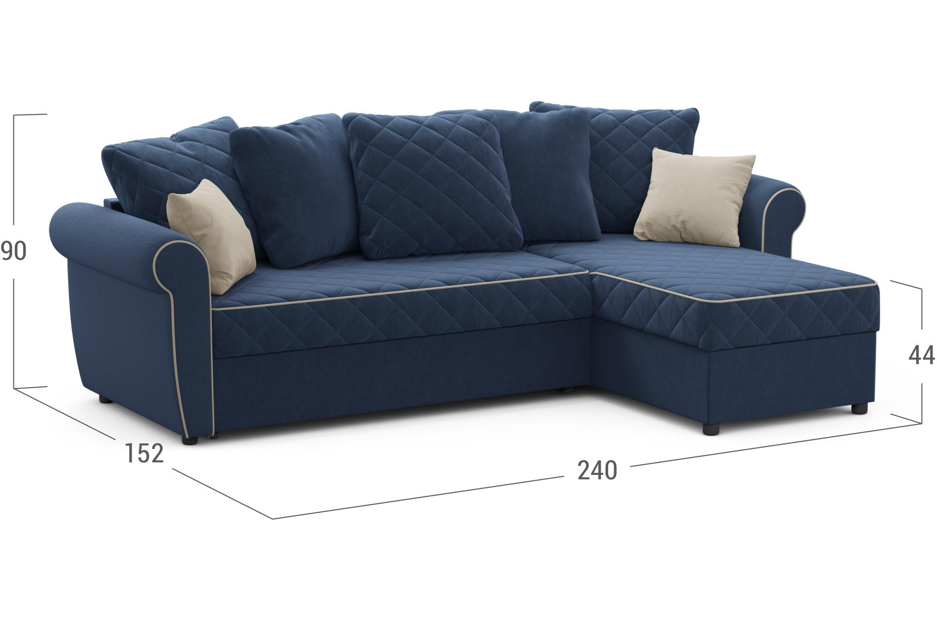 Диван угловой Moon Family 123 велюр синий