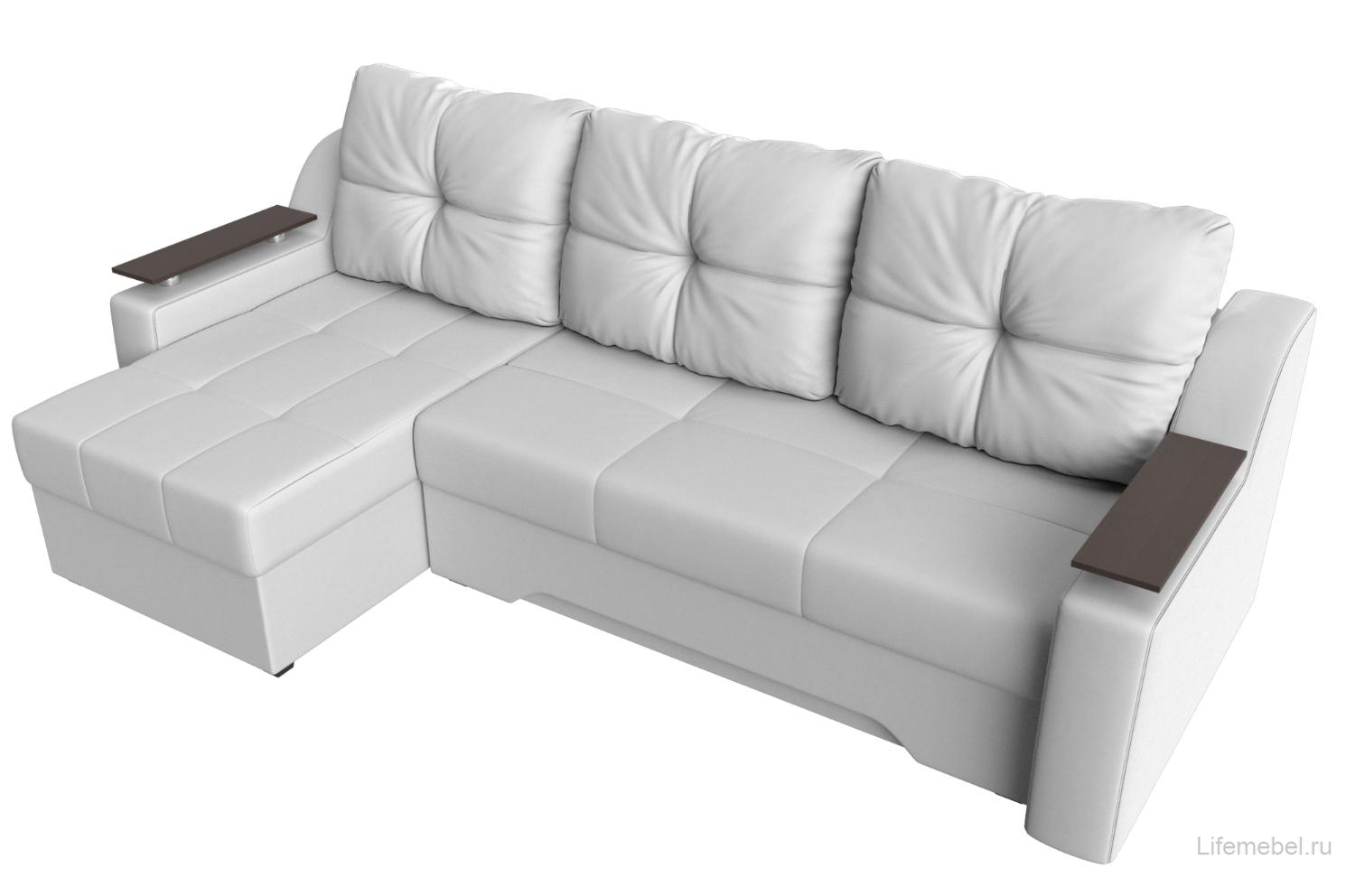 Диван угловой Сенатор экокожа белый левый
