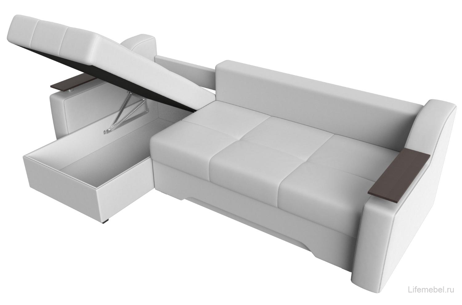 Диван угловой Сенатор экокожа белый левый