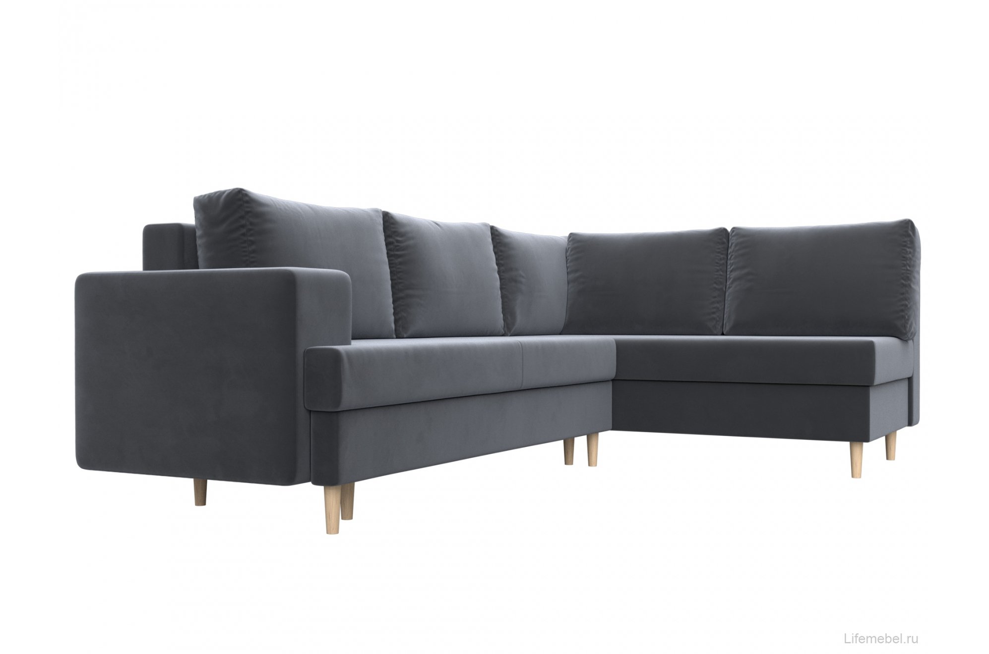 Диван угловой Сильвана велюр MR серый правый