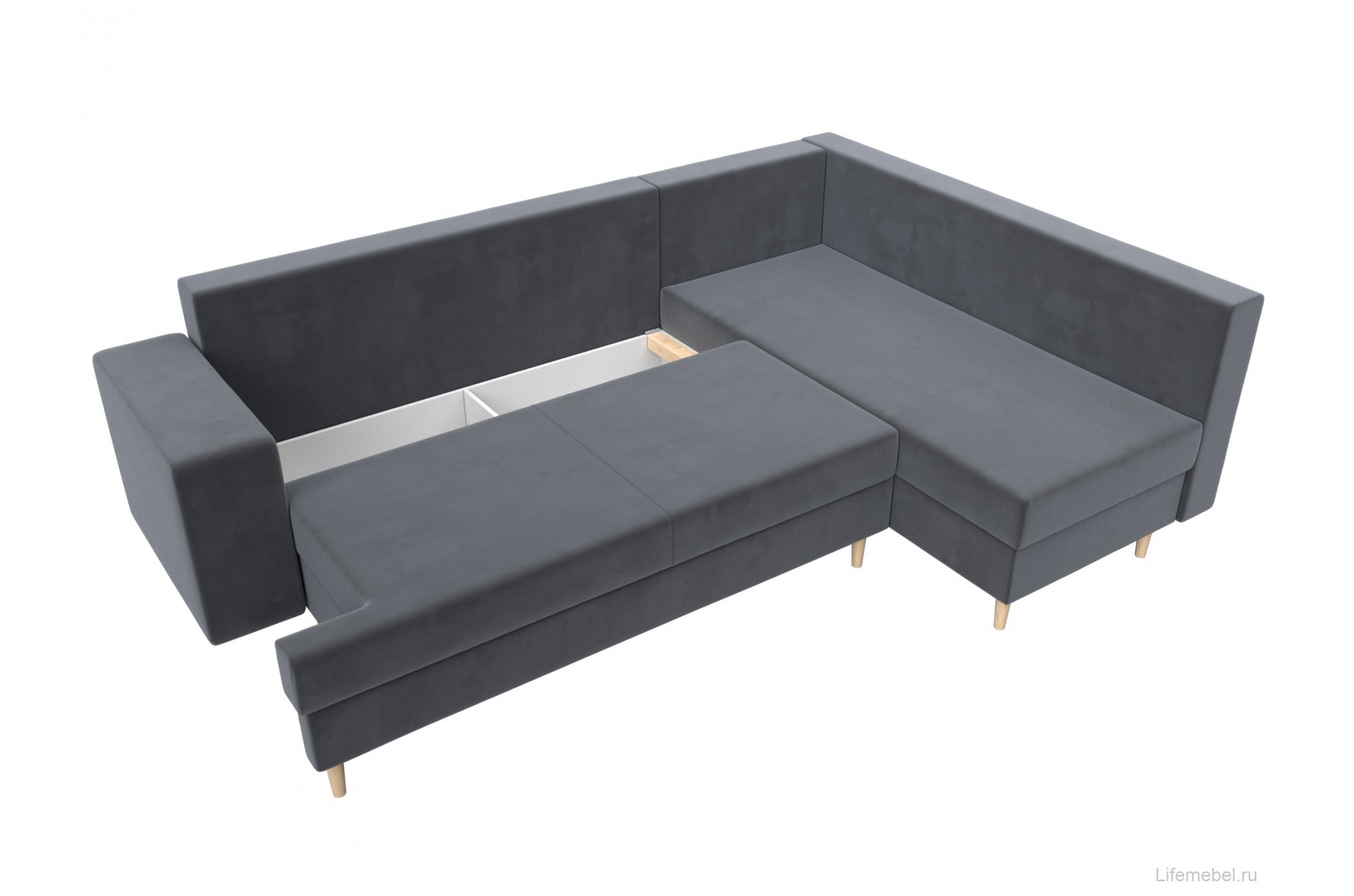 Диван угловой Сильвана велюр MR серый правый