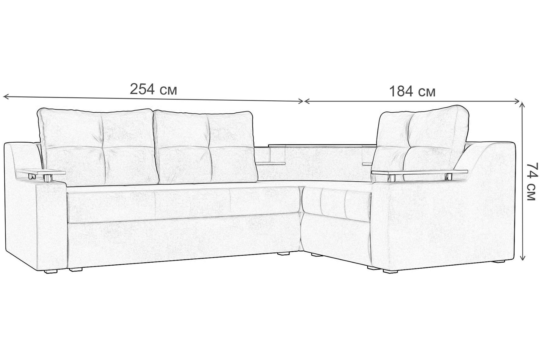 Диван угловой Тесей правый велюр серый