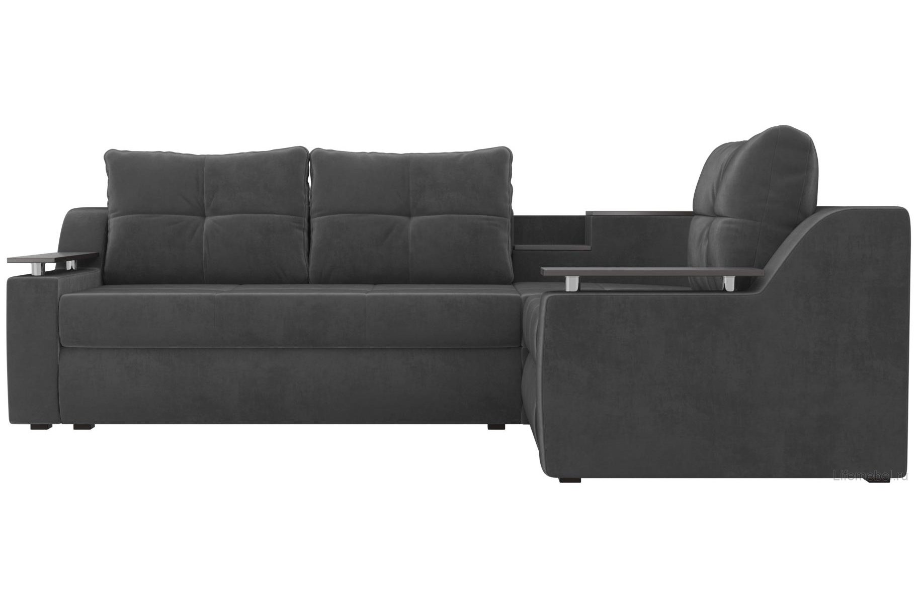 Диван угловой Тесей правый велюр серый