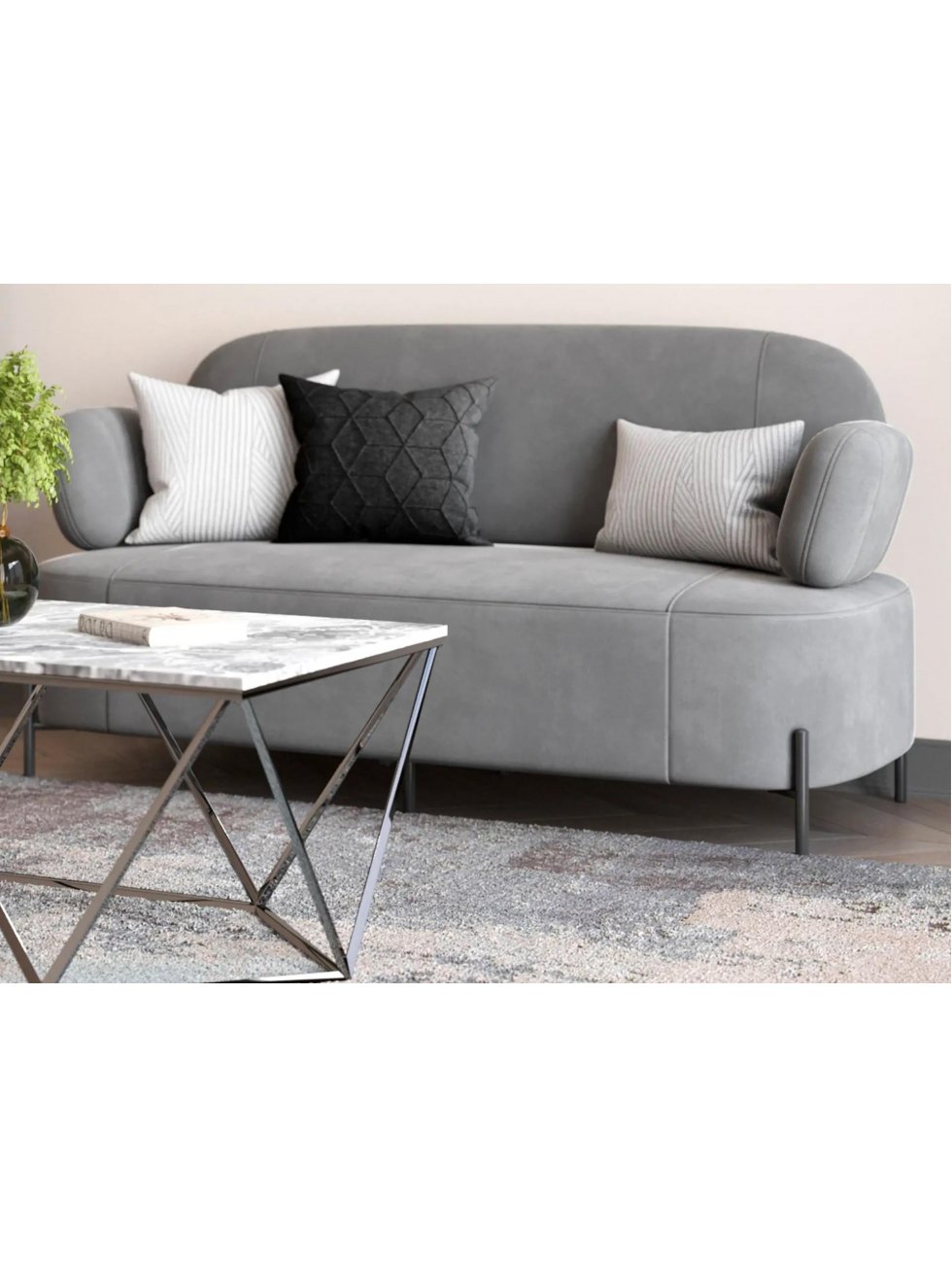 Диван Уно серый велюр