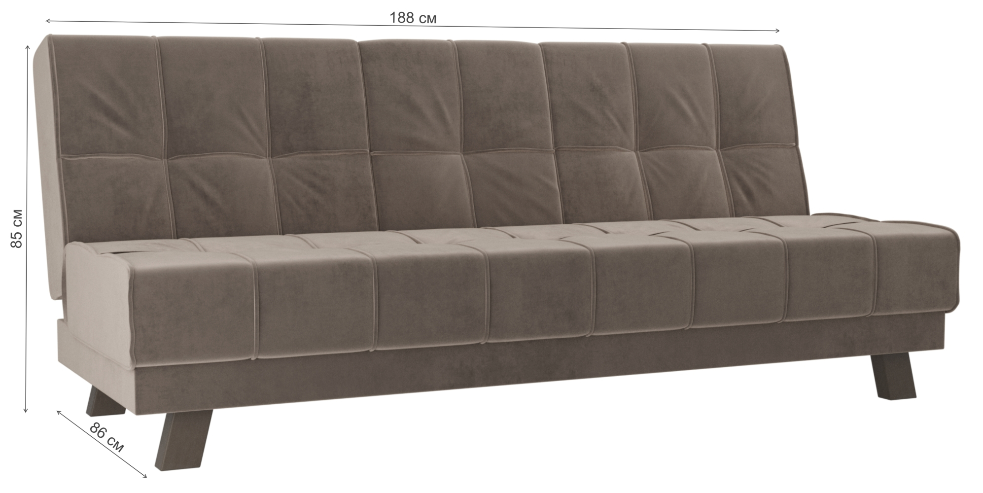 Диван Винсент велюр коричневый прямой