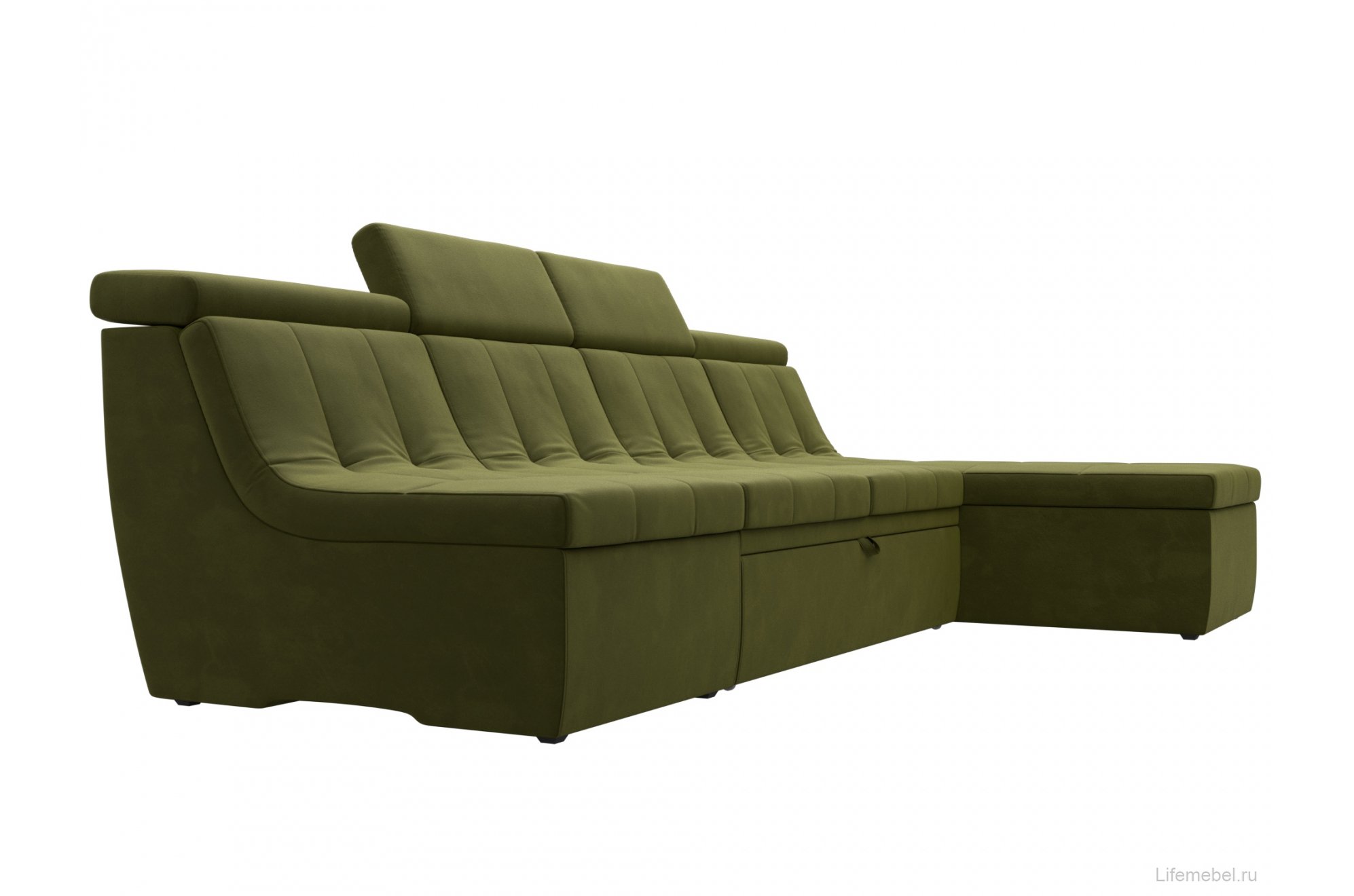 Модульный диван угловой Холидей Люкс правый зеленый микровельвет