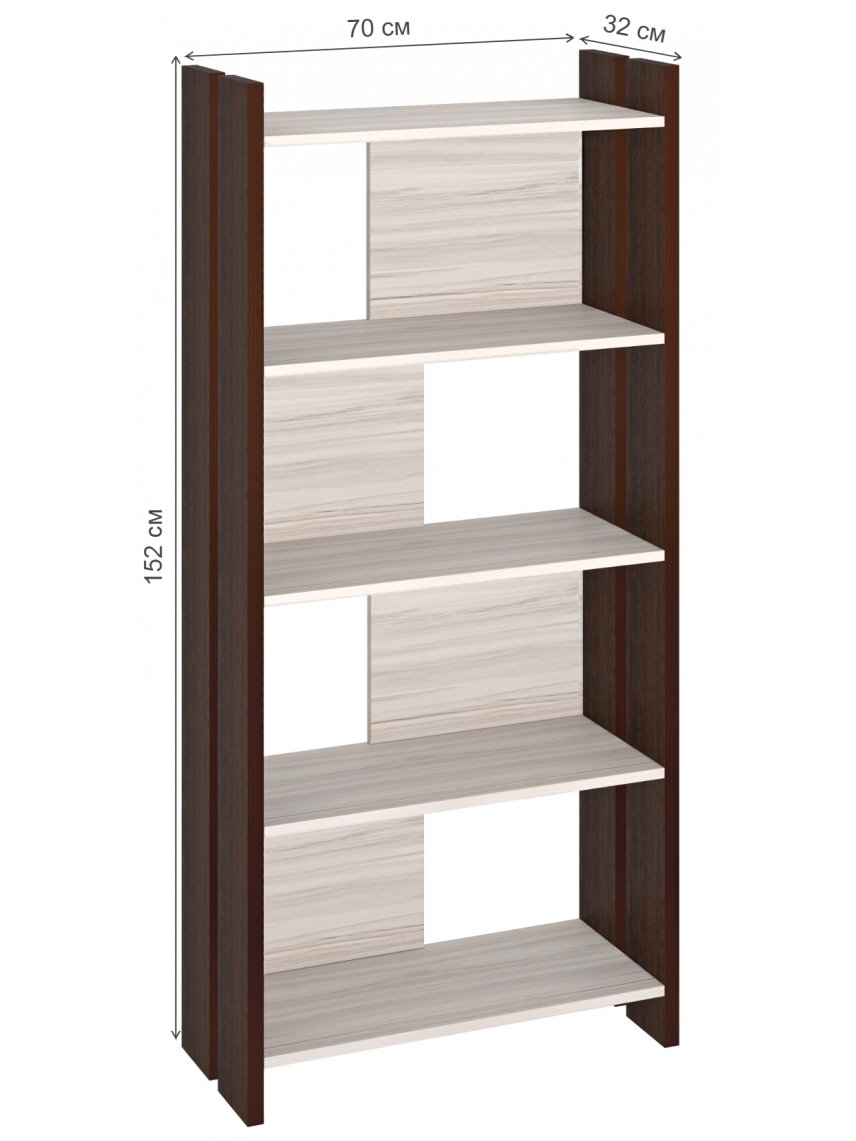 Стеллаж 152 см венге / карамель
