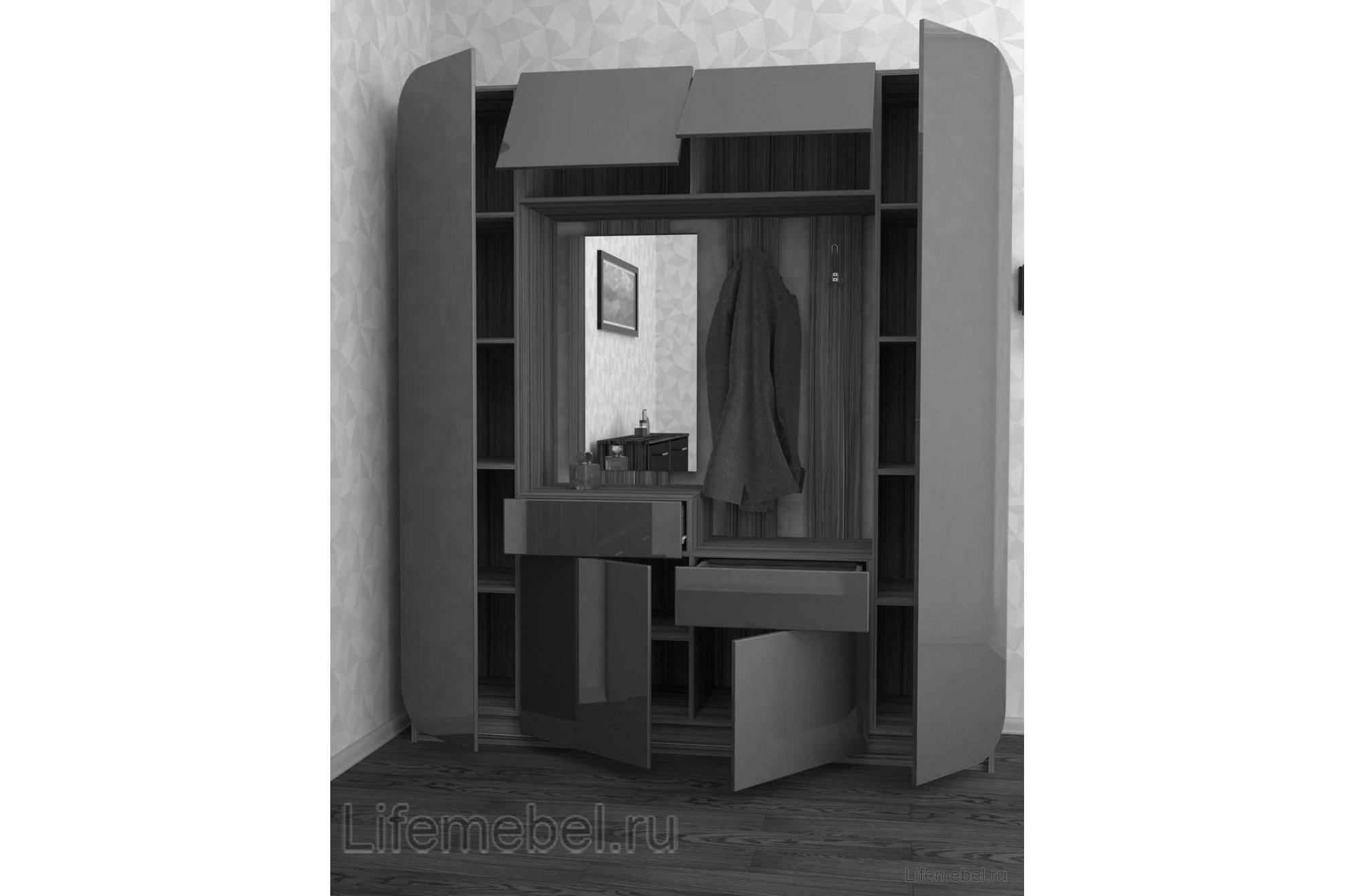 Прихожая Мебелеф 5 ясень шимо темный / белый