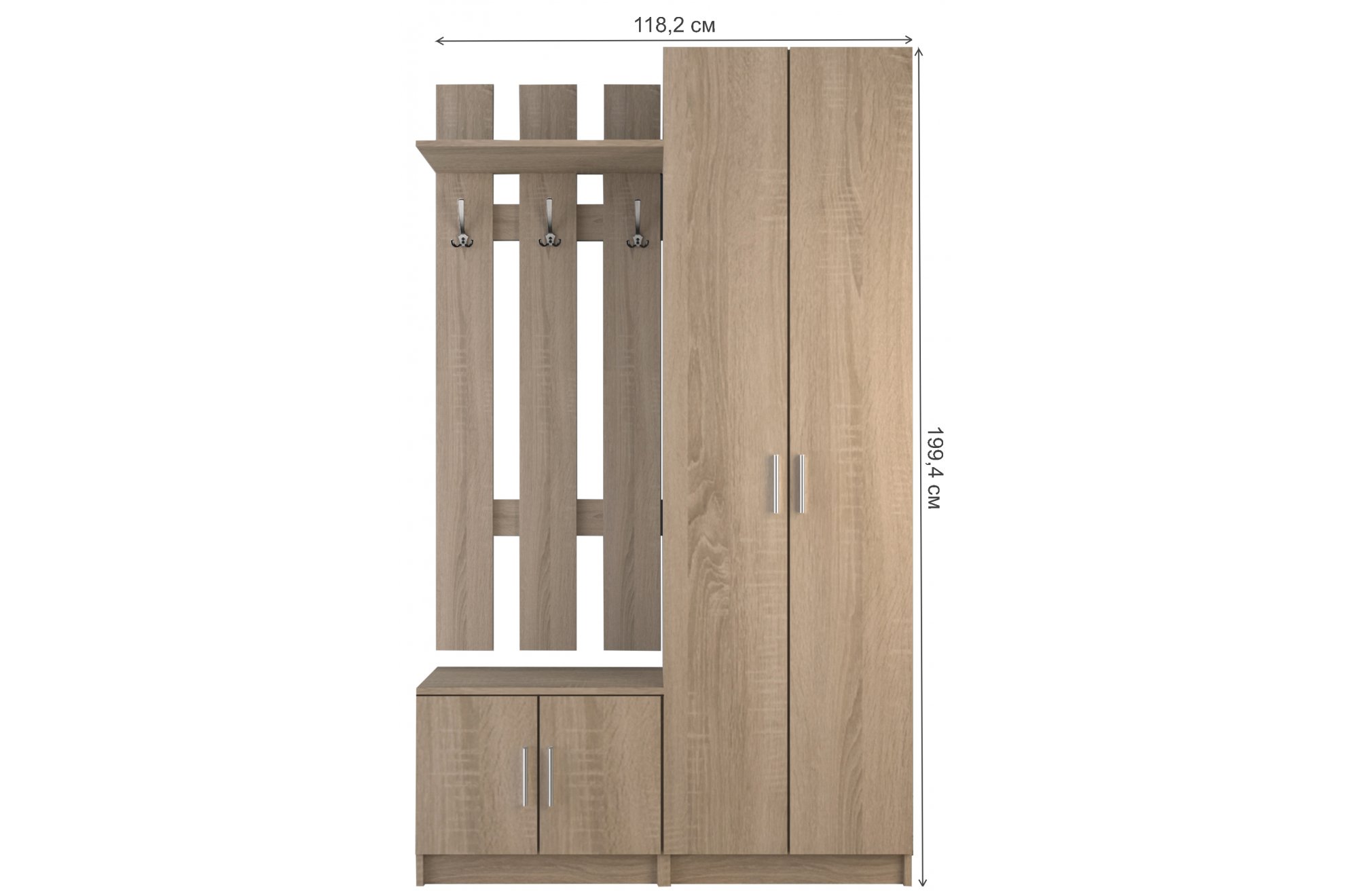 Готовая прихожая Хай-тек дуб сомона