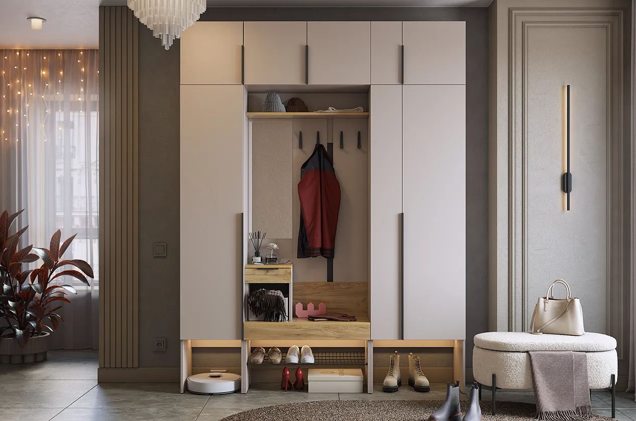 Модульная прихожая Баско К9 кашемир / дуб крафт золотой комплектация 9