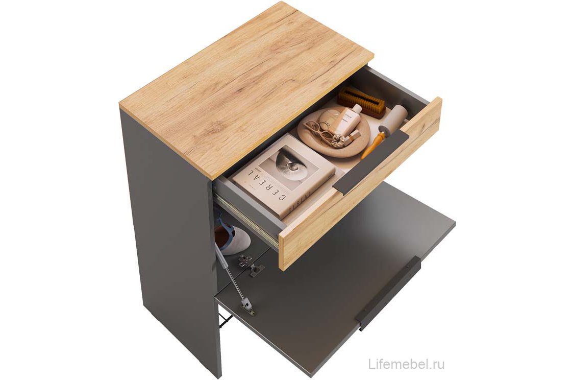 Обувница Баско графит / дуб крафт золотой