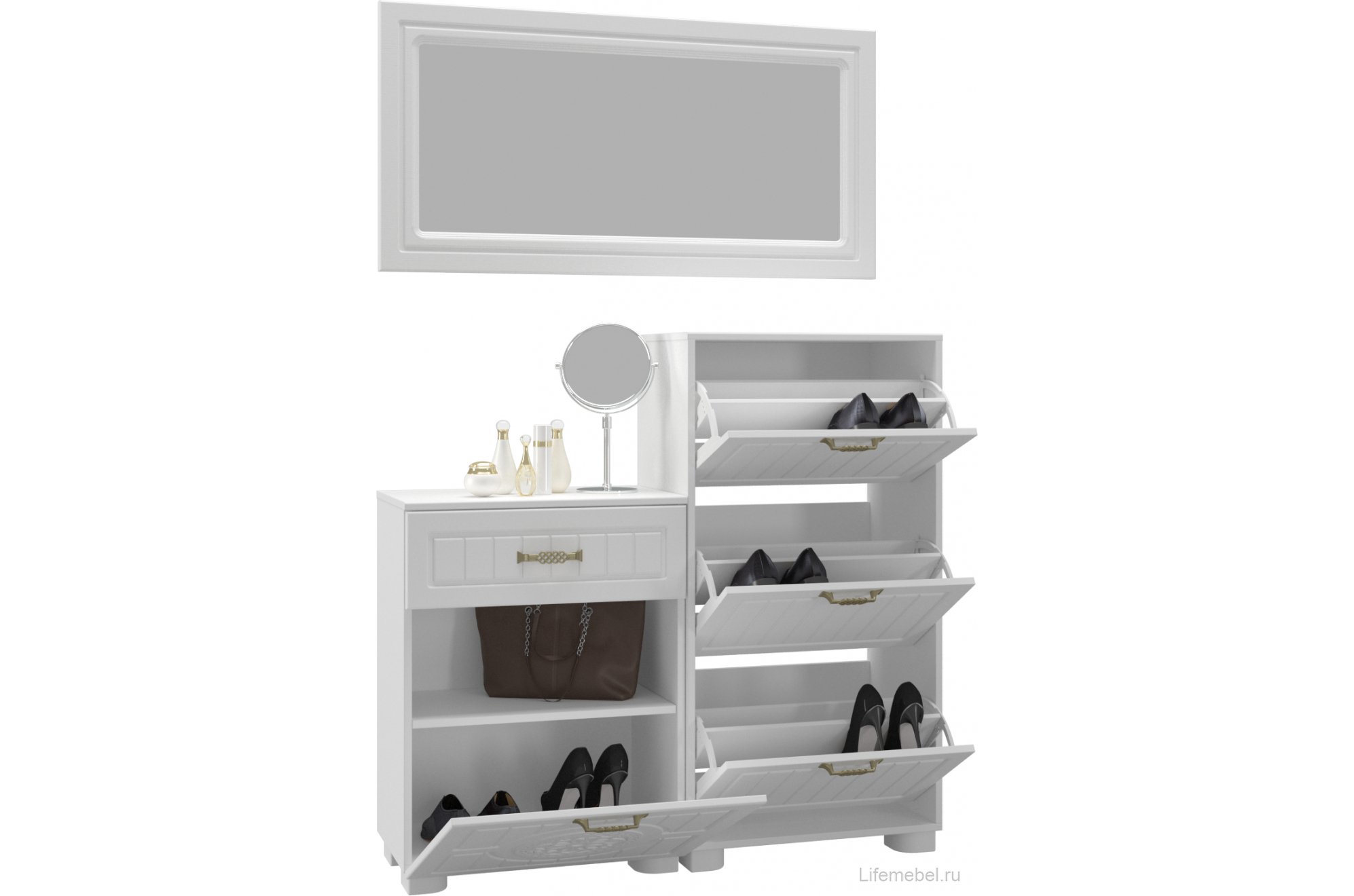 Обувница Монблан МБ-34К белое дерево