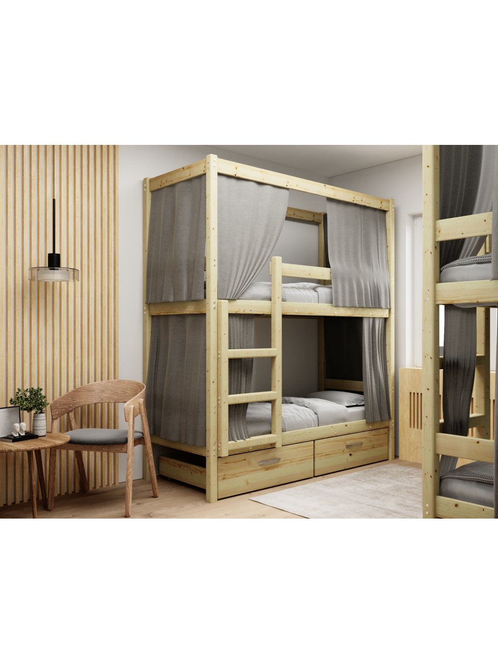 Двухъярусная кровать Бернли 80х190 c каркасом для штор