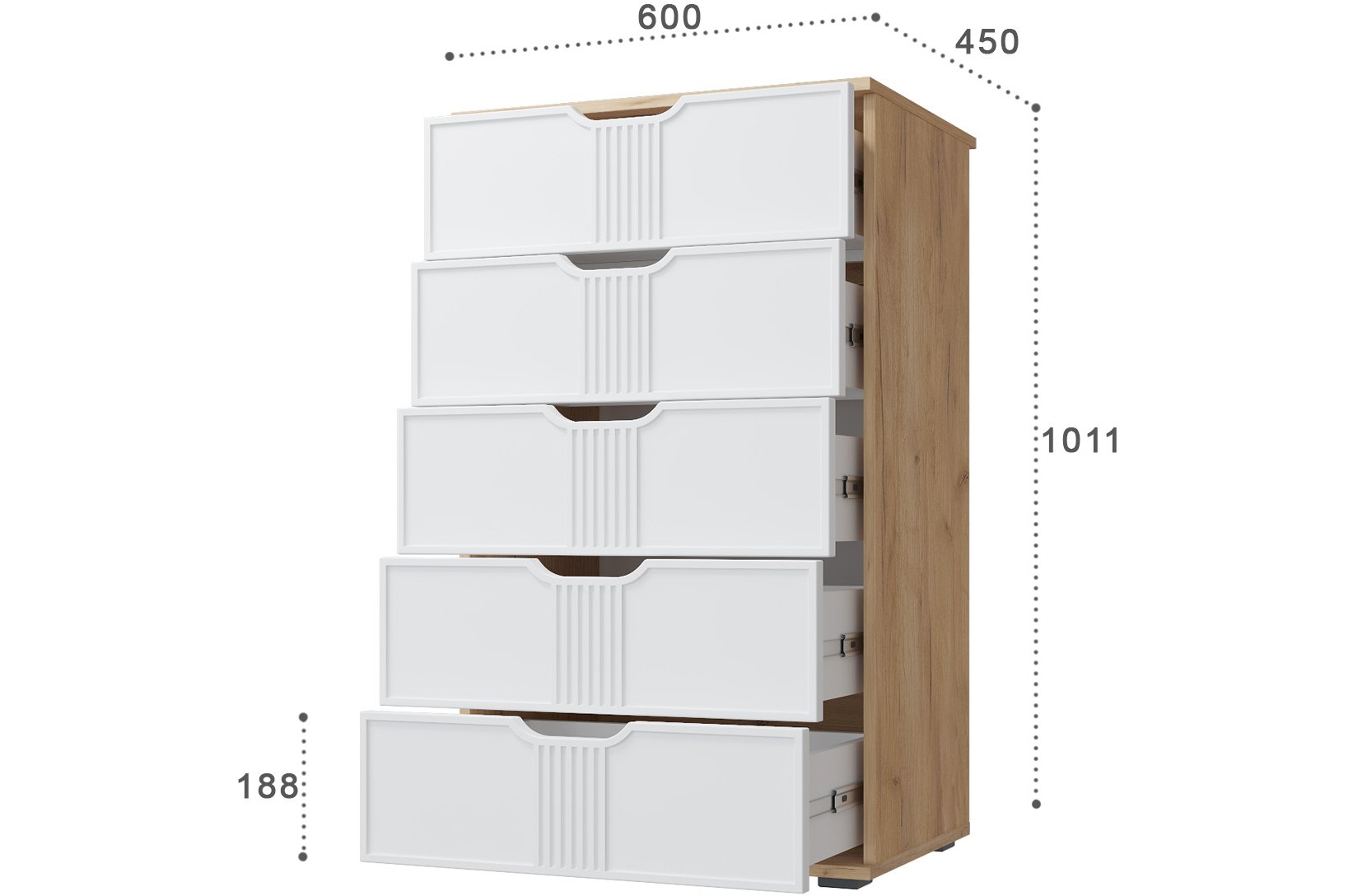 Комод Эмилия ЭЛ-18 дуб крафт золотой / меренга