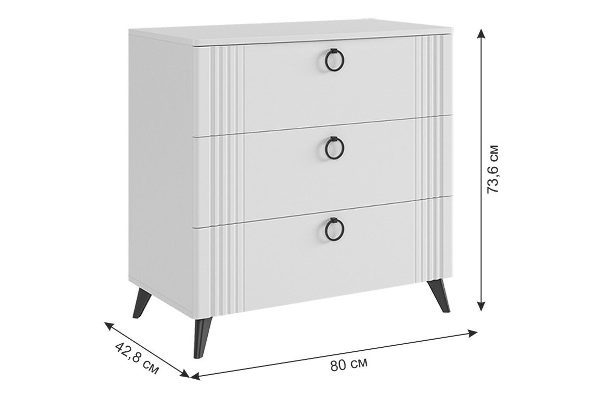 Комод Ева белое дерево / белый матовый