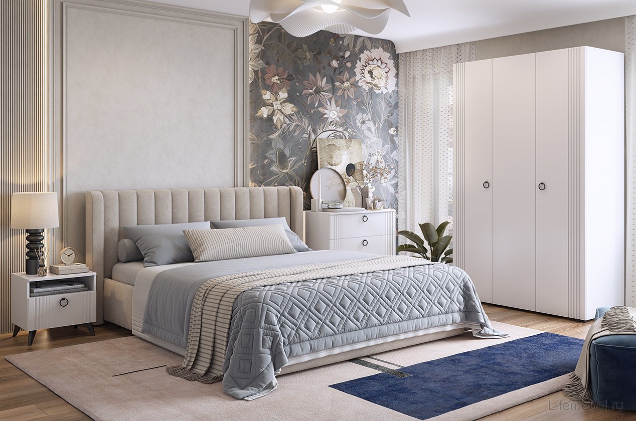 Комод Ева белое дерево / белый матовый