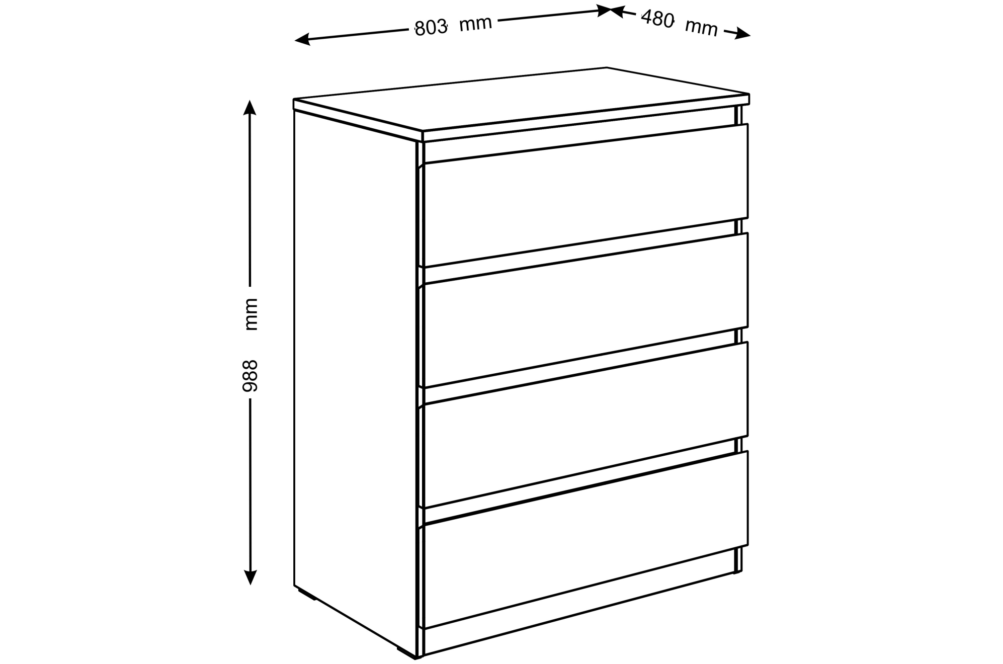 Комод Мальта 80х99 4 ящика белый