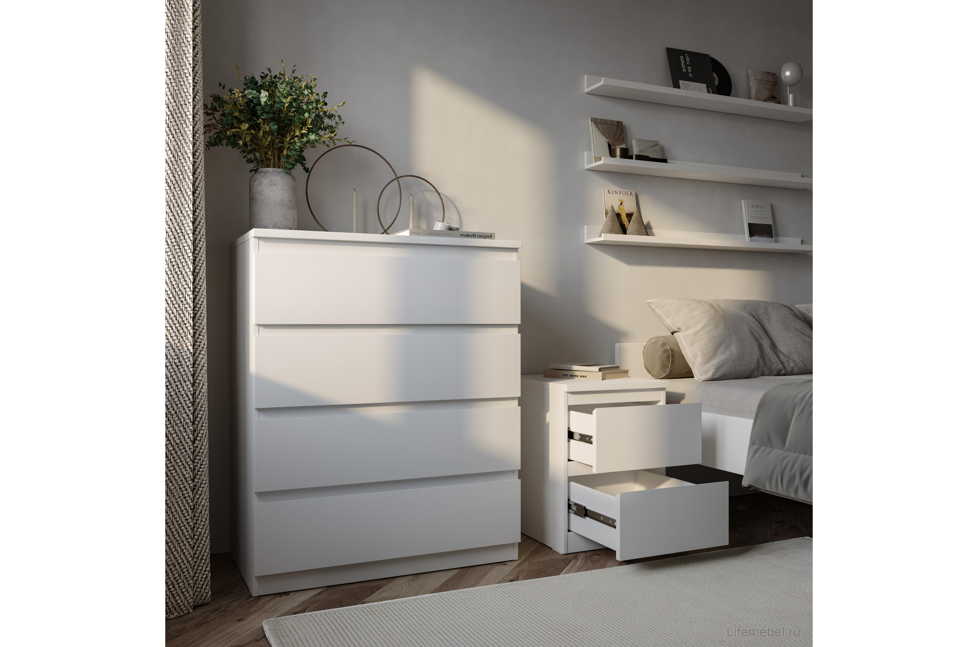 Комод Мальта 80х99 4 ящика белый